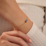 14k Solid gold 1 2 3 4 5 oval cut birthstone personalized custom family bracelet for women