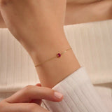 14k Solid gold 1 2 3 4 5 oval cut birthstone personalized custom family bracelet for women