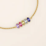 14k Solid gold  1 2 3 4 5 oval cut birthstone personalized custom family bracelet for women