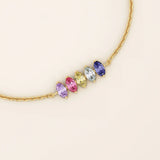 14k Solid gold 1 2 3 4 5 oval cut birthstone personalized custom family bracelet for women