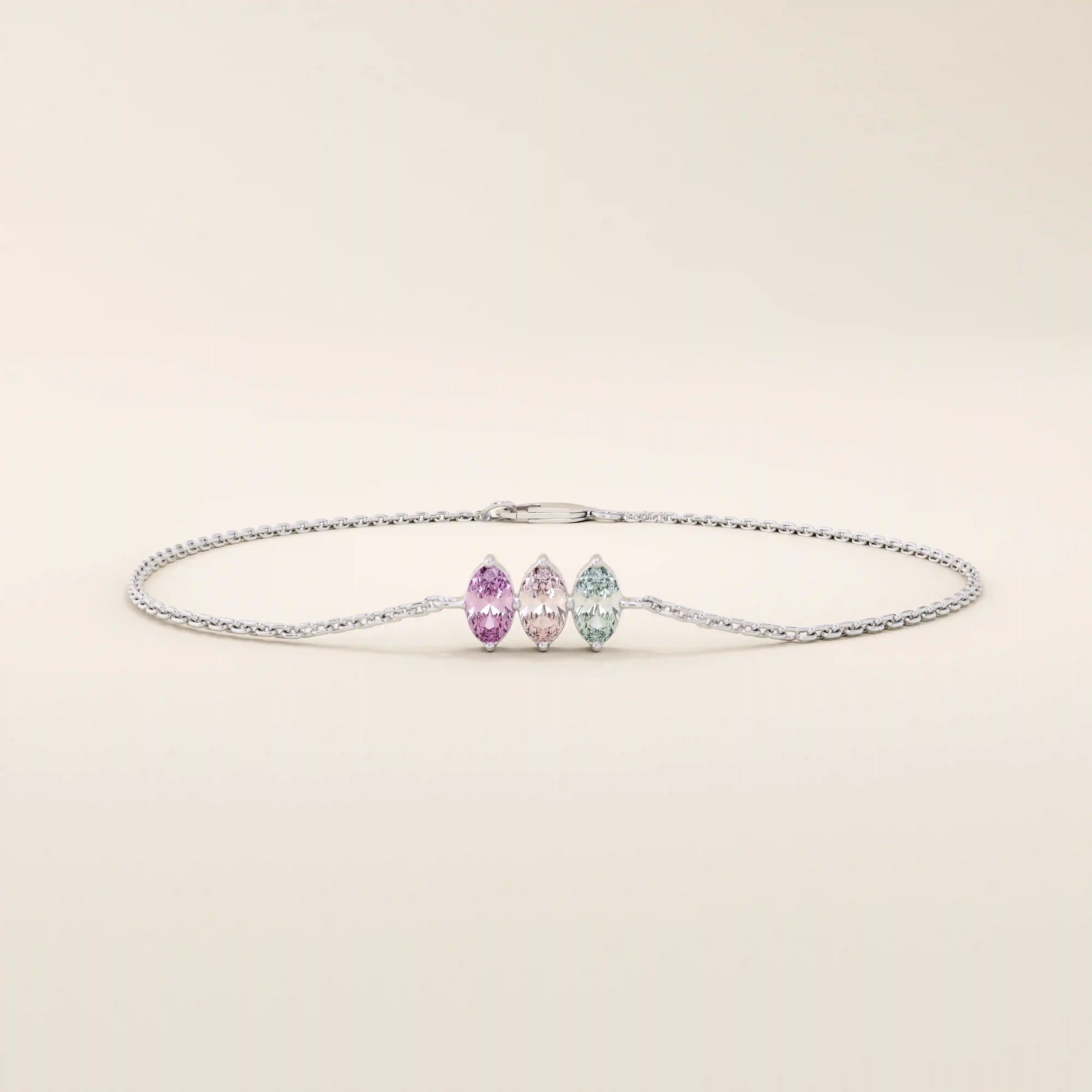 14k Solid gold 1 2 3 4 5 oval cut birthstone personalized custom family bracelet for women
