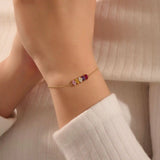 14k Solid gold 1 2 3 4 5 oval cut birthstone personalized custom family bracelet for women