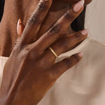 14k solid gold  geometric textured patterned slim unisex wedding band alliance