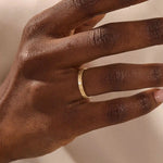 14k solid gold  geometric textured patterned slim unisex wedding band alliance