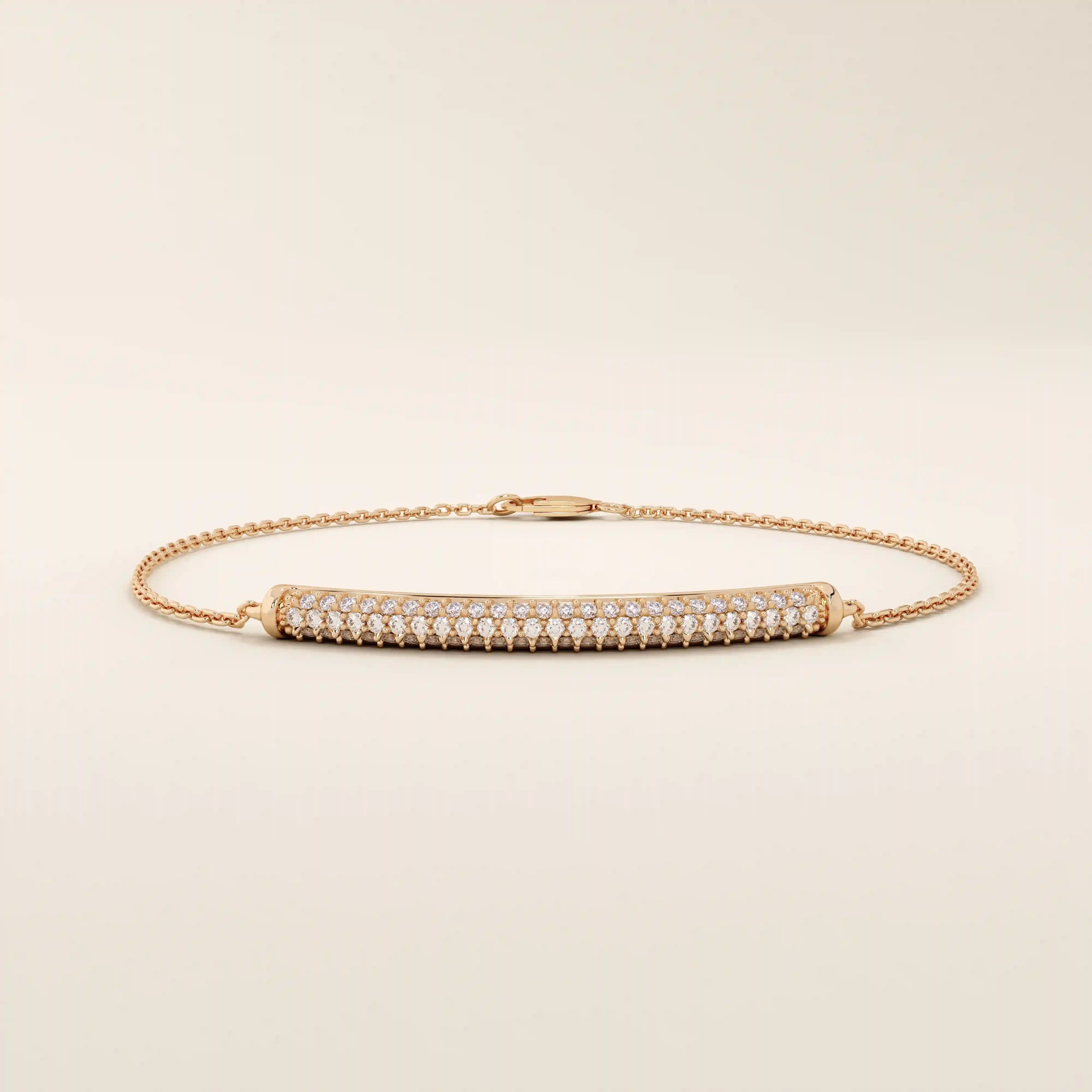 14K SOLID GOLD PAVE MOISSANITE BAR BRACELET FOR WOMEN
