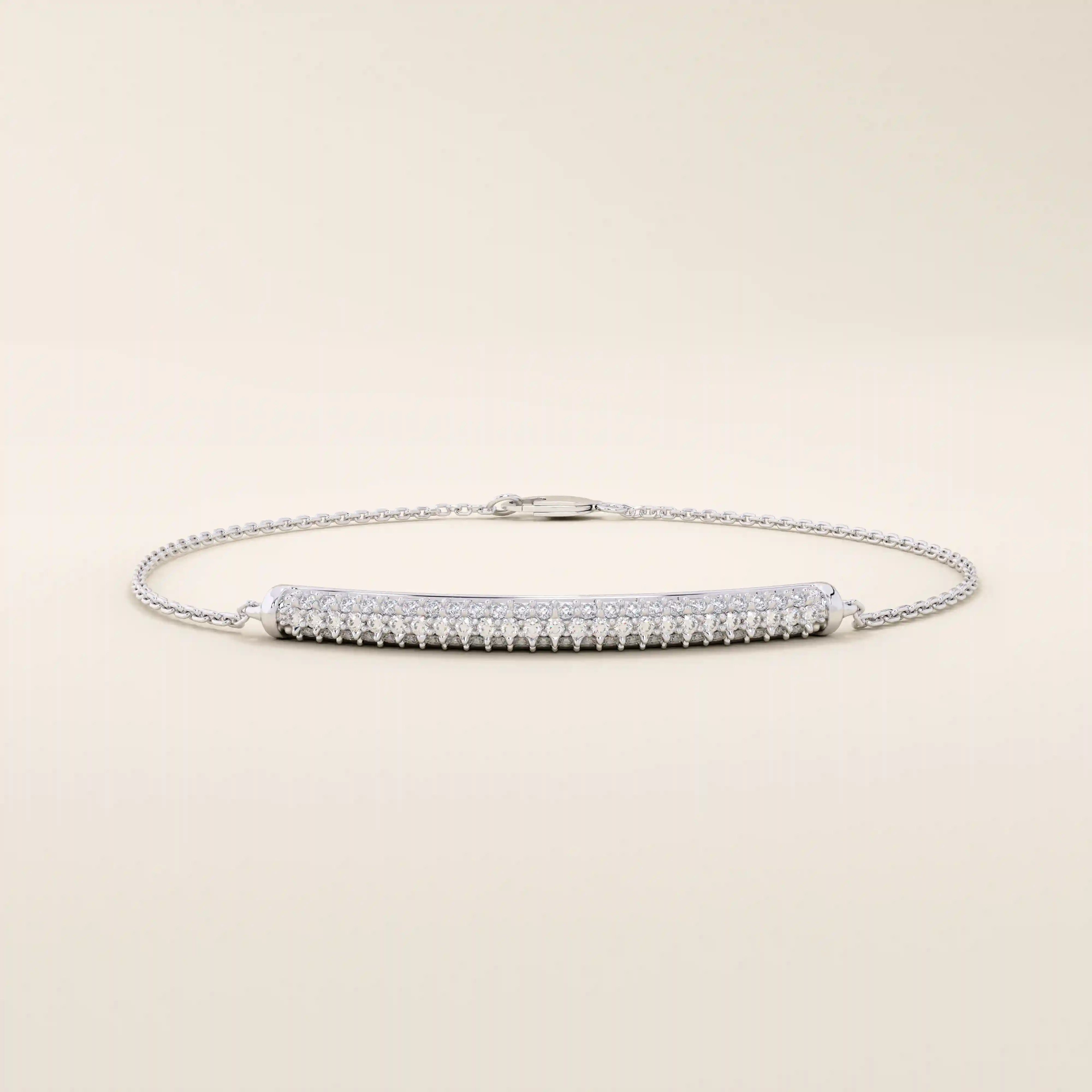 14K SOLID GOLD PAVE MOISSANITE BAR BRACELET FOR WOMEN