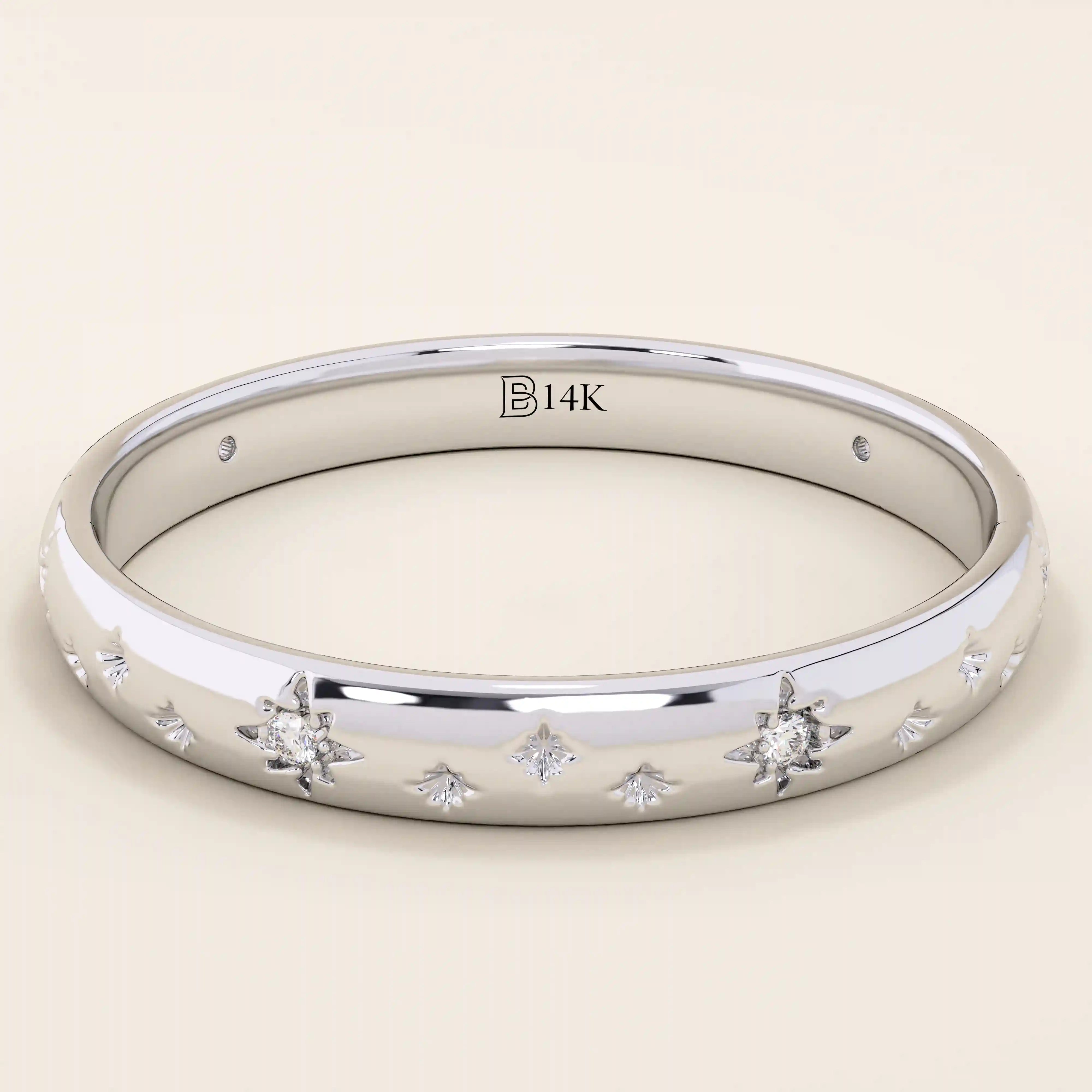 PAVE CZ CELESTIAL STAR 14K SOLID GOLD WEDDING RING