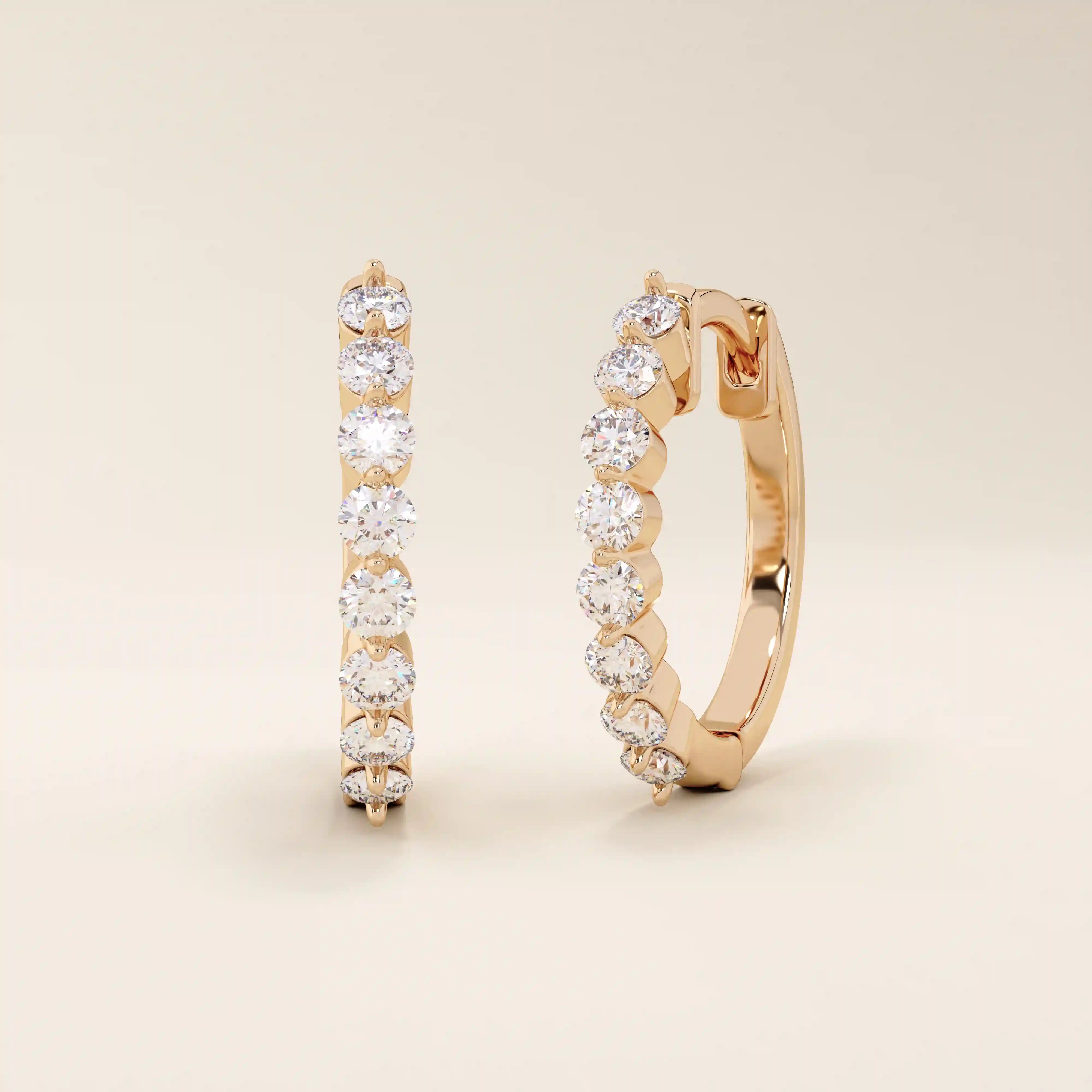 PAVE CZ HOOP EARRING IN SOLID GOLD