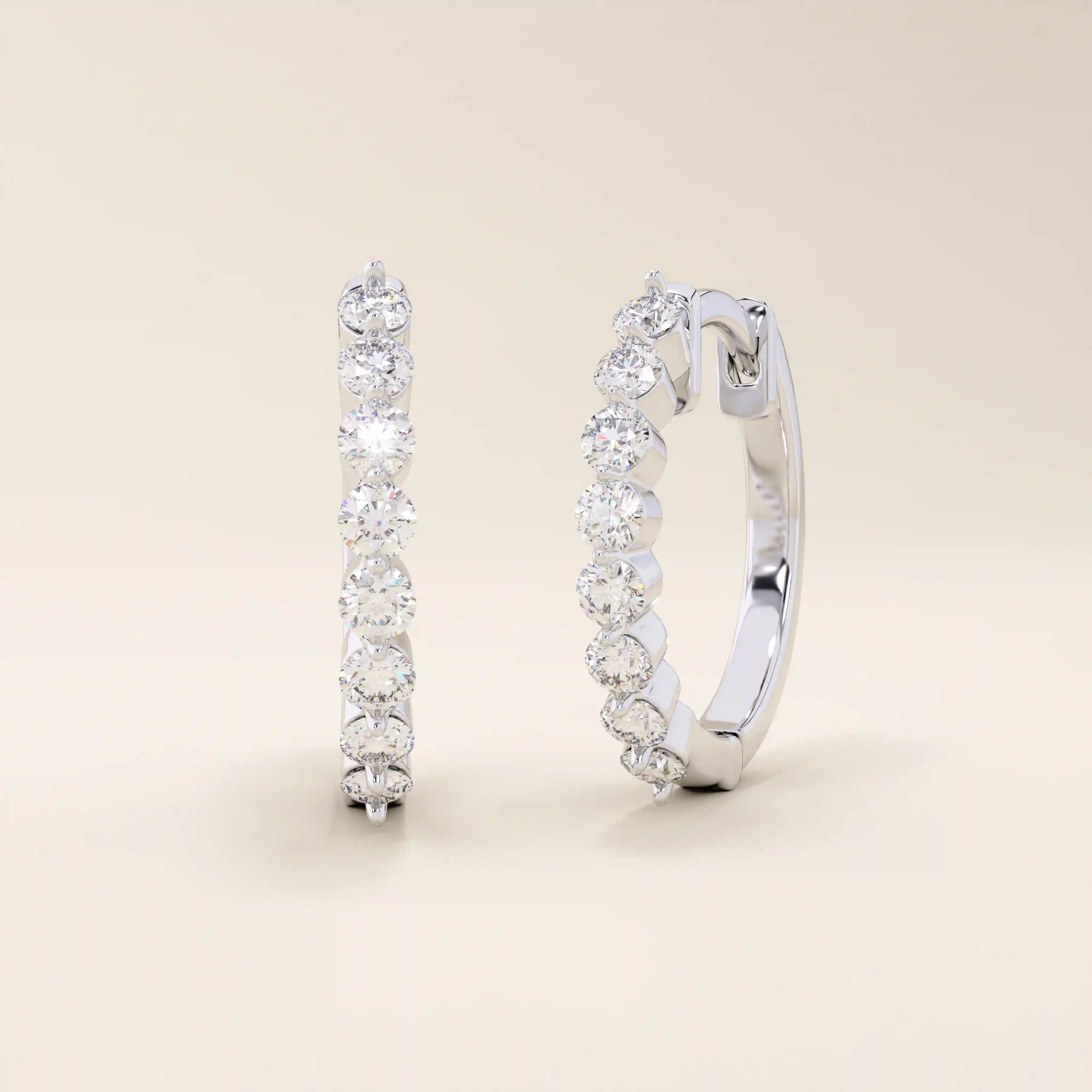 PAVE CZ HOOP EARRING IN SOLID GOLD