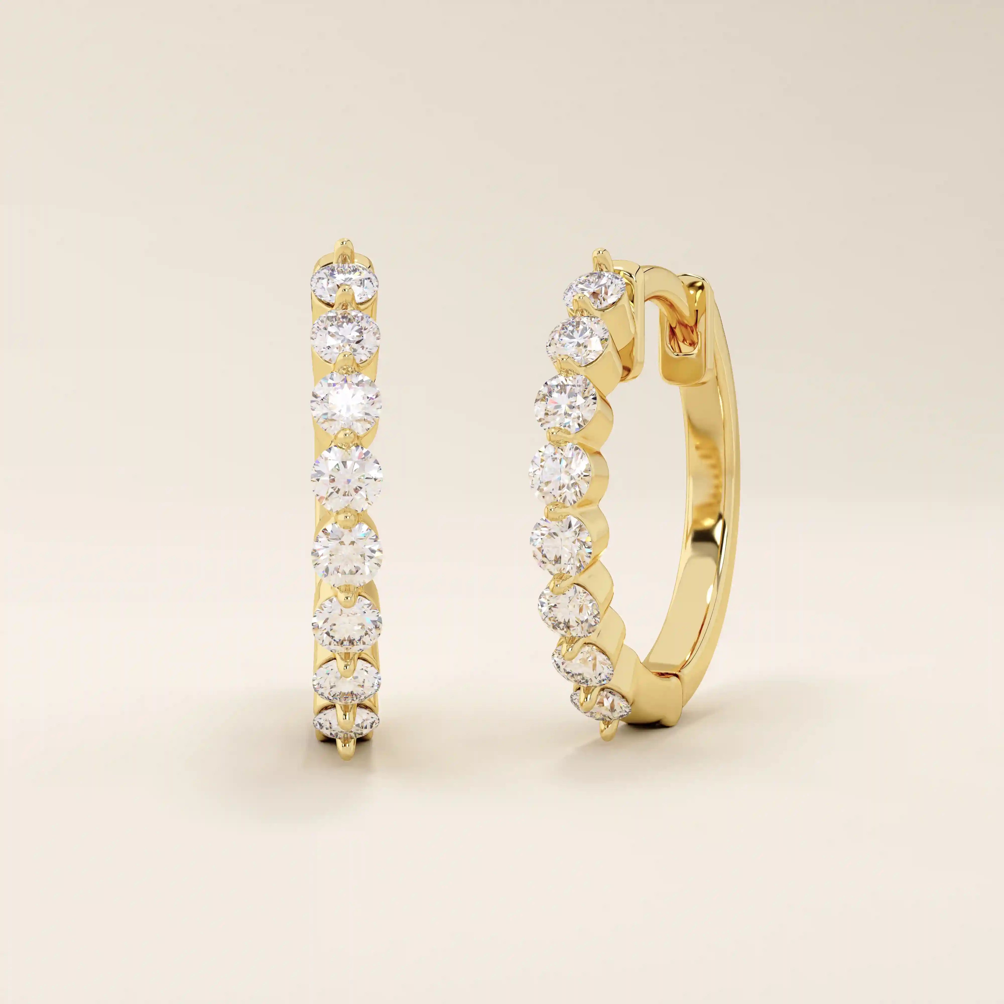 PAVE CZ HOOP EARRING IN SOLID GOLD