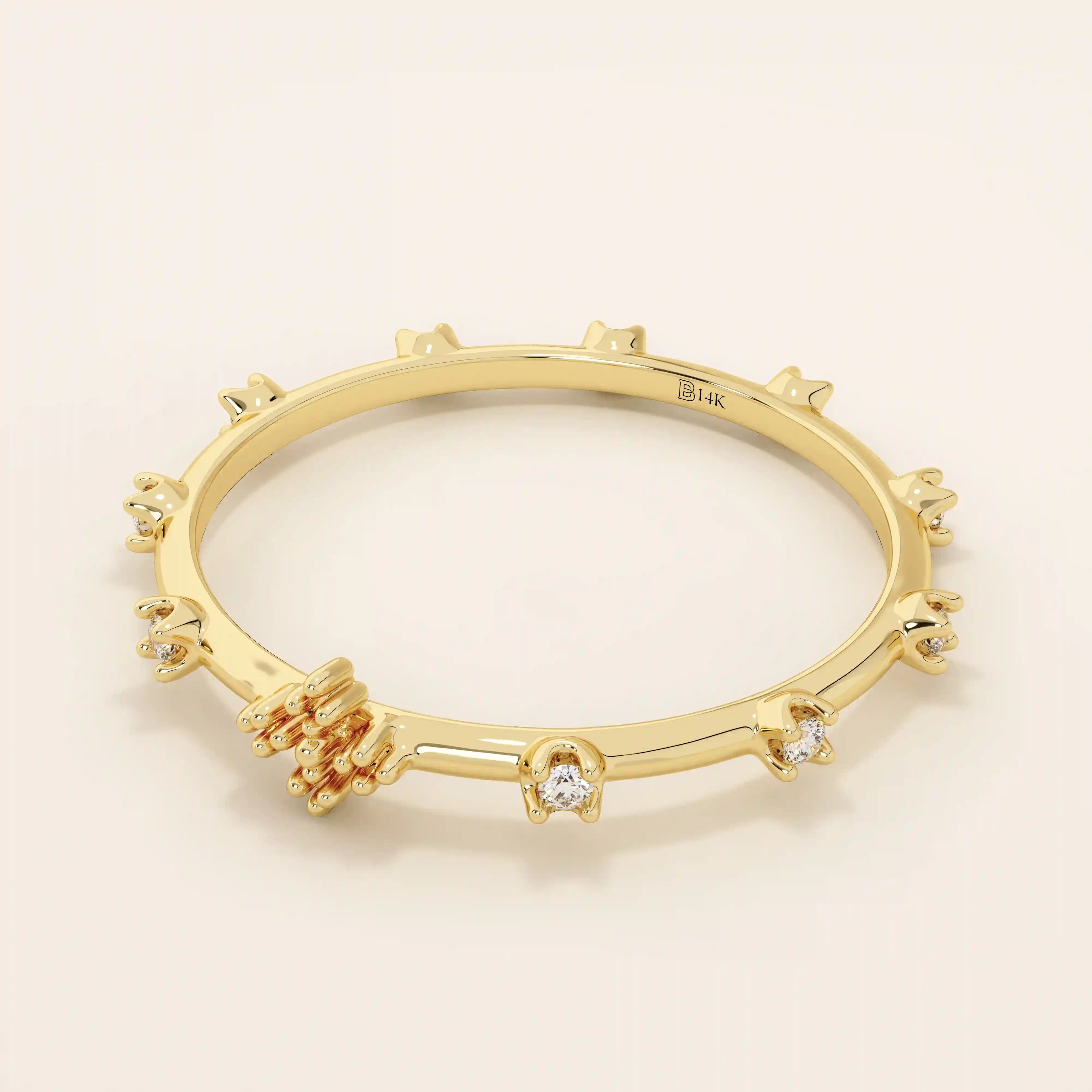 14k solid gold tiny moissanite small cross rosary praying ring