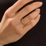 14K SOLID GOLD UNIQUE BUMPY WAVE DESIGN ALLIANCE WEDDING BAND FOR WOMEN PAVED WITH TINY MOISSANITE STONES