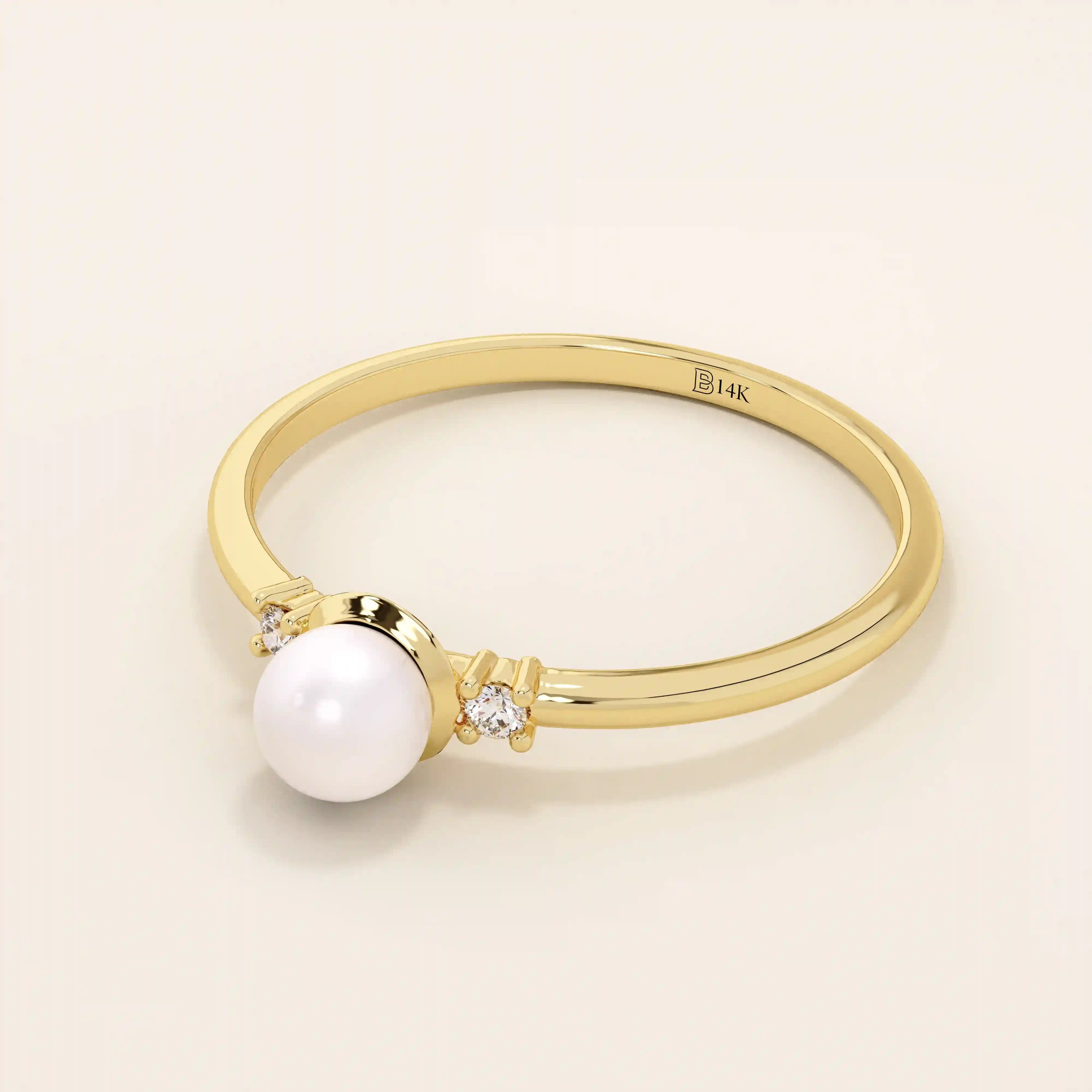 PEARL SOLITAIRE ENGAGEMENT RING IN 14K SOLID GOLD