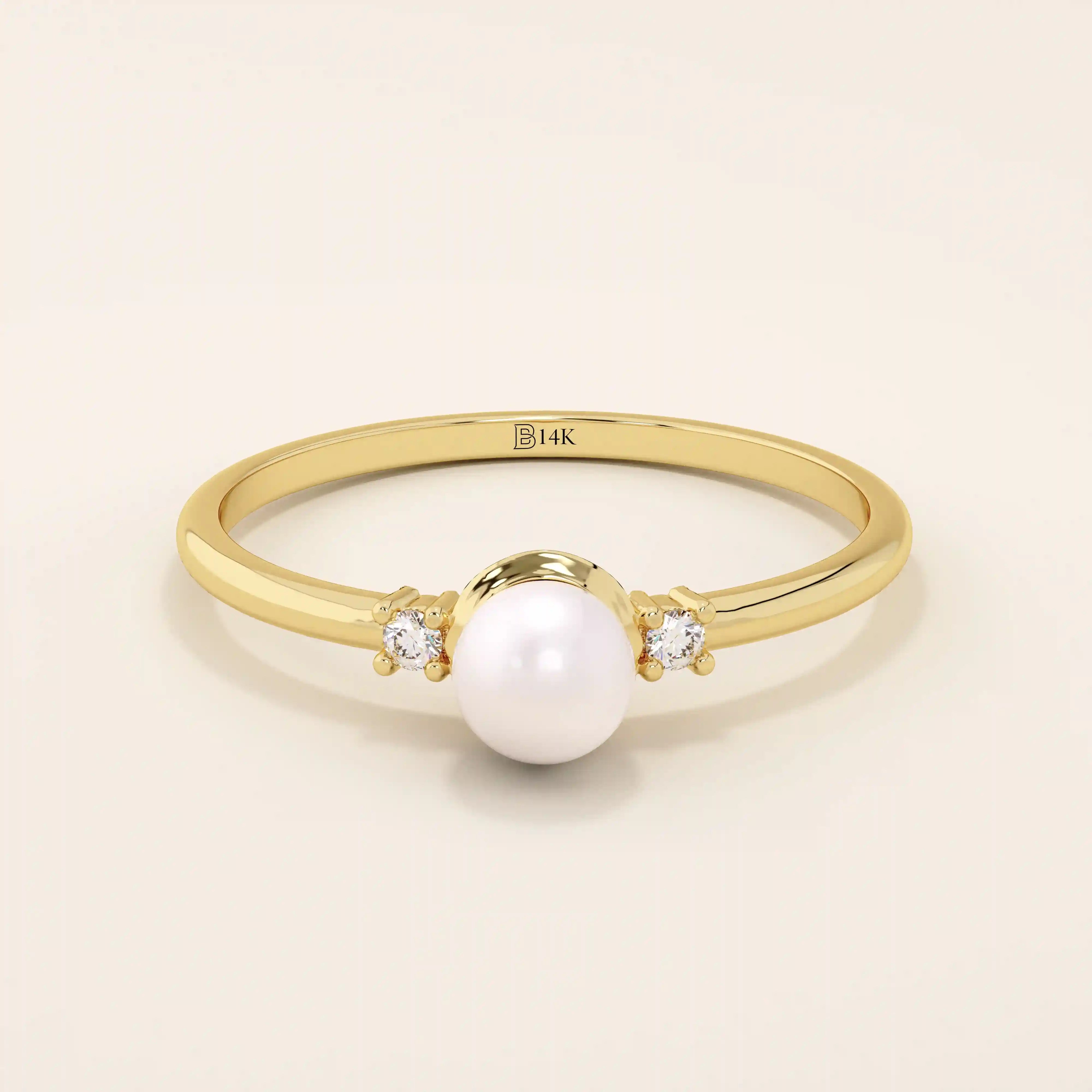 PEARL SOLITAIRE ENGAGEMENT RING IN 14K SOLID GOLD