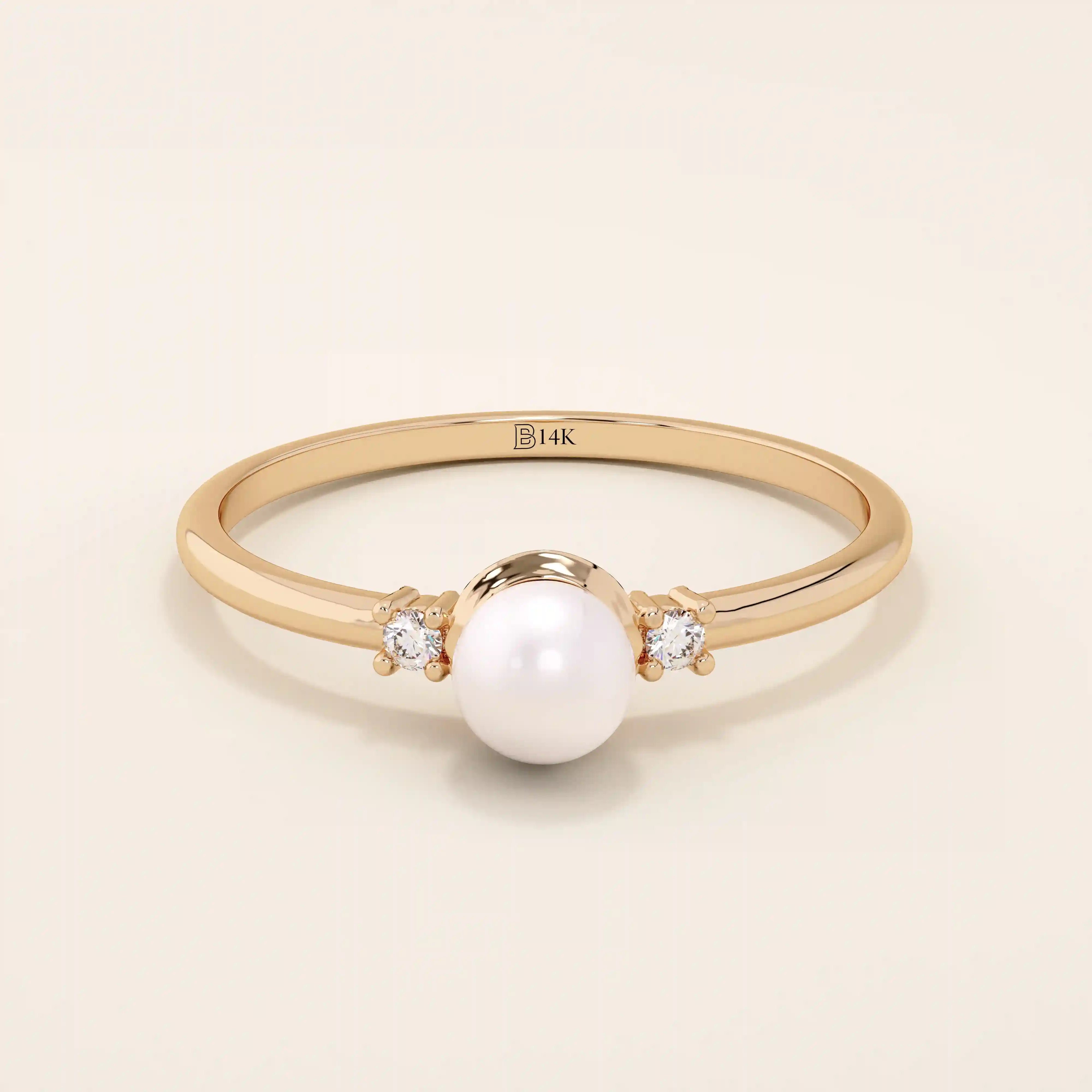 PEARL SOLITAIRE ENGAGEMENT RING IN 14K SOLID GOLD
