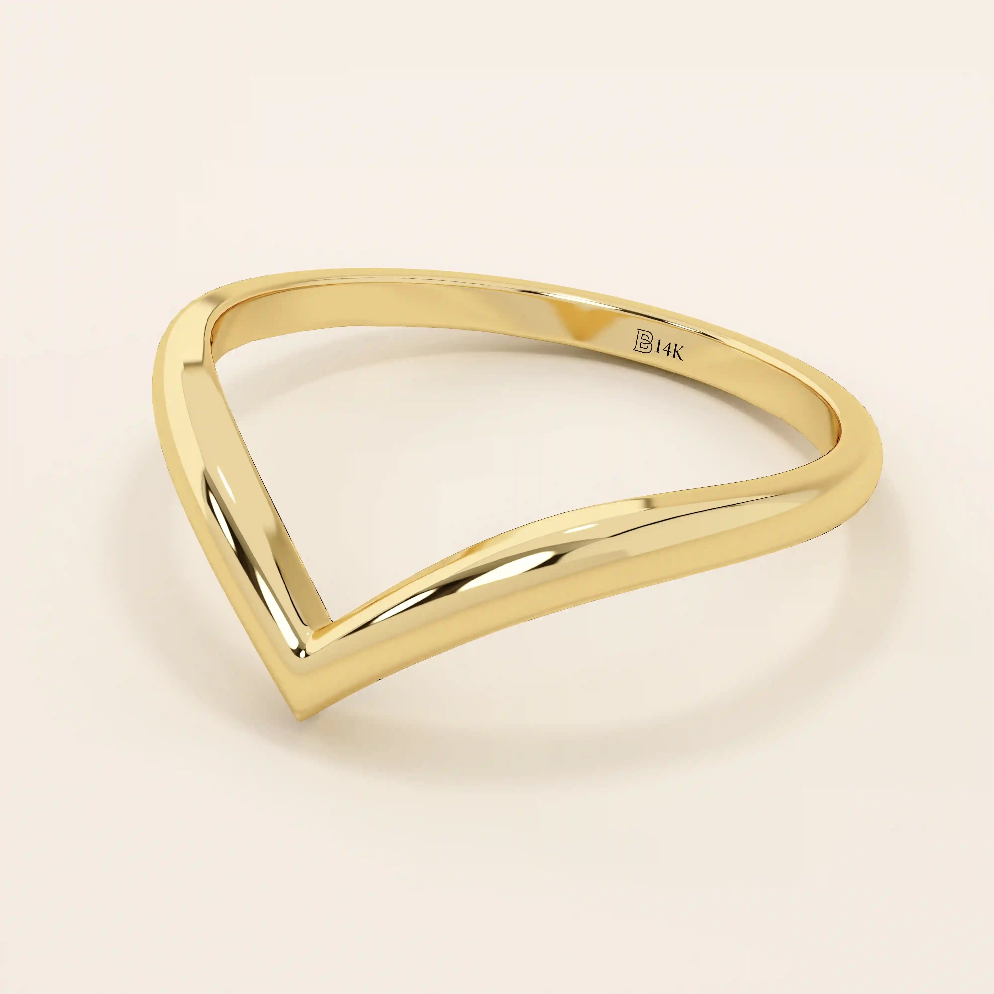 PLAIN CURVE chevron RING IN 14K SOLID GOLD
