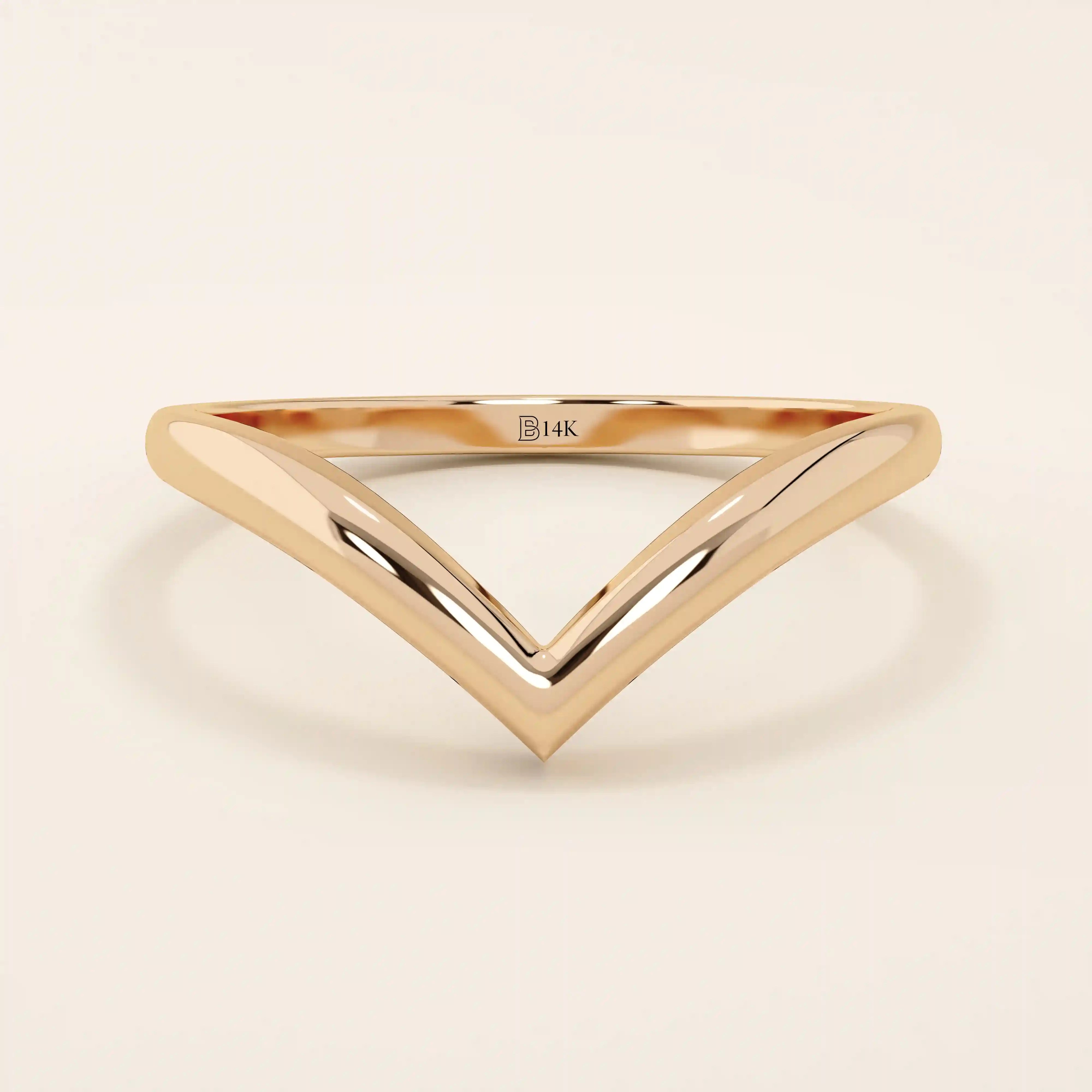 PLAIN CURVE chevron RING IN 14K SOLID GOLD