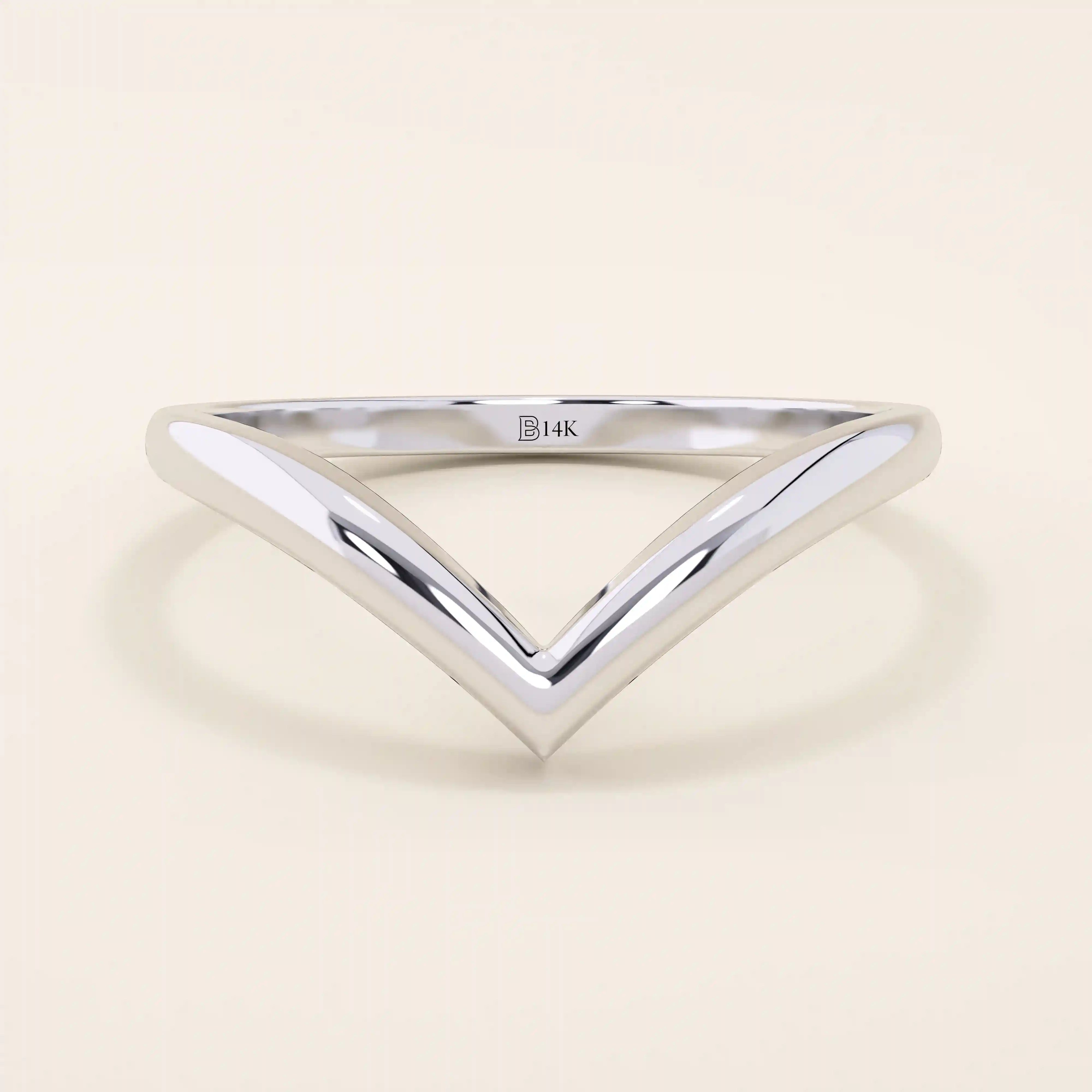 PLAIN CURVE chevron RING IN 14K SOLID GOLD