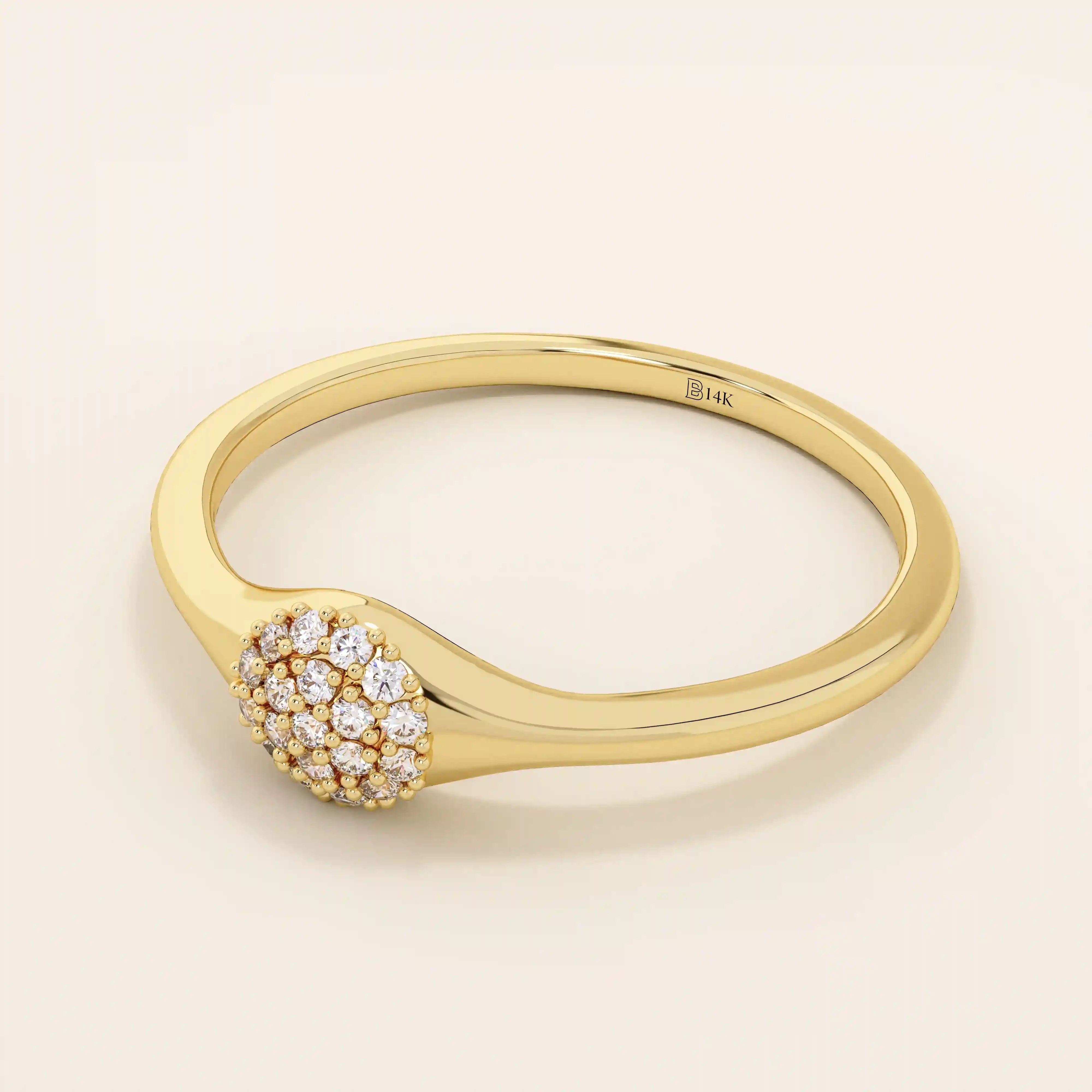 ROUND CLUSTER MOISSANITE STONES SMALL ENGAGEMENT RING IN 14K SOLID YELLOW WHIT ROSE GOLD FOR WOMEN