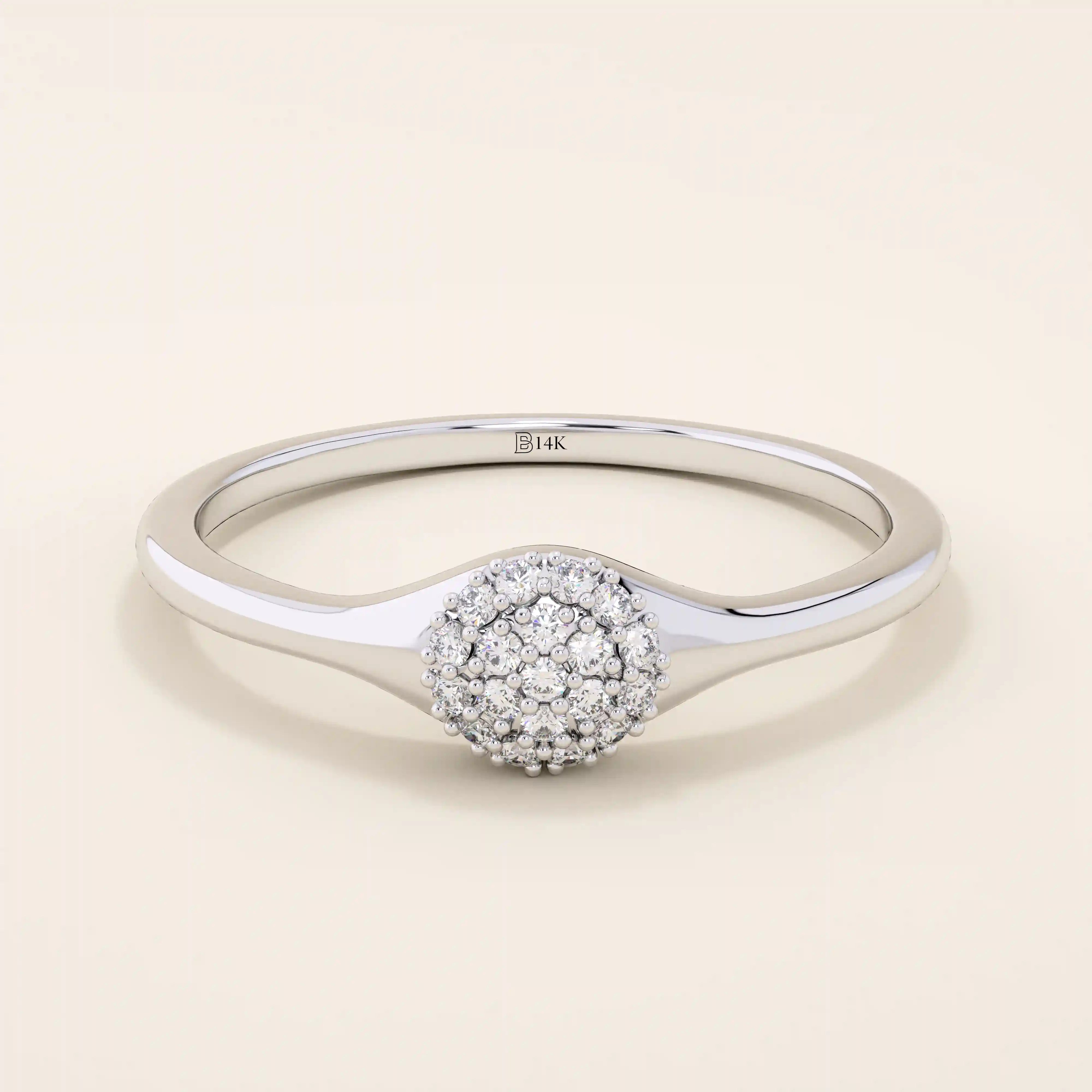 ROUND CLUSTER MOISSANITE STONES SMALL ENGAGEMENT RING IN 14K SOLID YELLOW WHIT ROSE GOLD FOR WOMEN