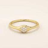 ROUND CLUSTER MOISSANITE STONES SMALL PROMISE RING IN 14K SOLID YELLOW WHITE ROSE GOLD FOR WOMEN