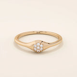 ROUND CLUSTER MOISSANITE STONES SMALL PROMISE RING IN 14K SOLID YELLOW WHITE ROSE GOLD FOR WOMEN