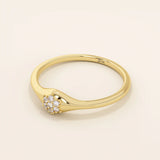 ROUND CLUSTER MOISSANITE STONES SMALL PROMISE RING IN 14K SOLID YELLOW WHITE ROSE GOLD FOR WOMEN