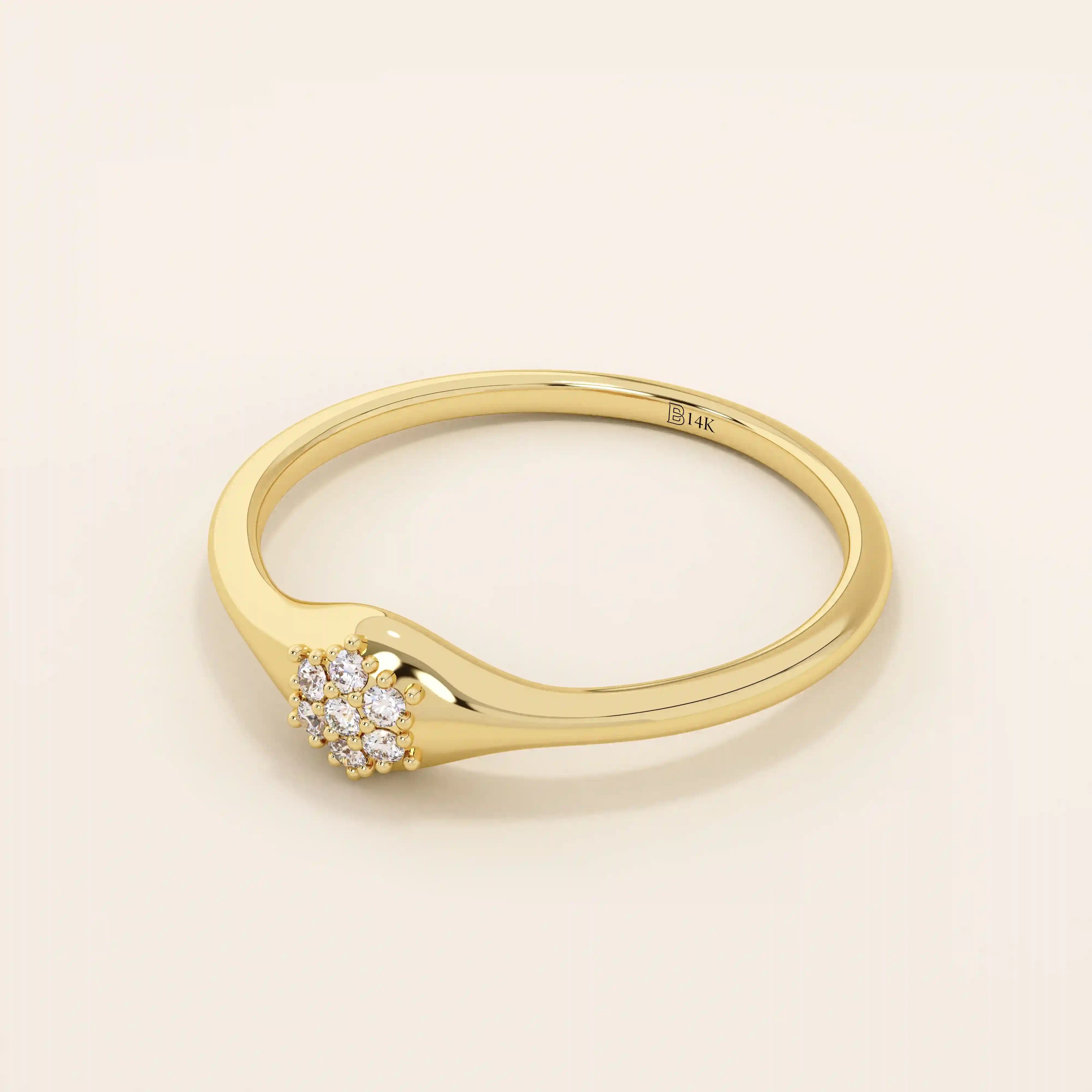 ROUND CLUSTER MOISSANITE STONES SMALL PROMISE RING IN 14K SOLID YELLOW WHITE ROSE GOLD FOR WOMEN