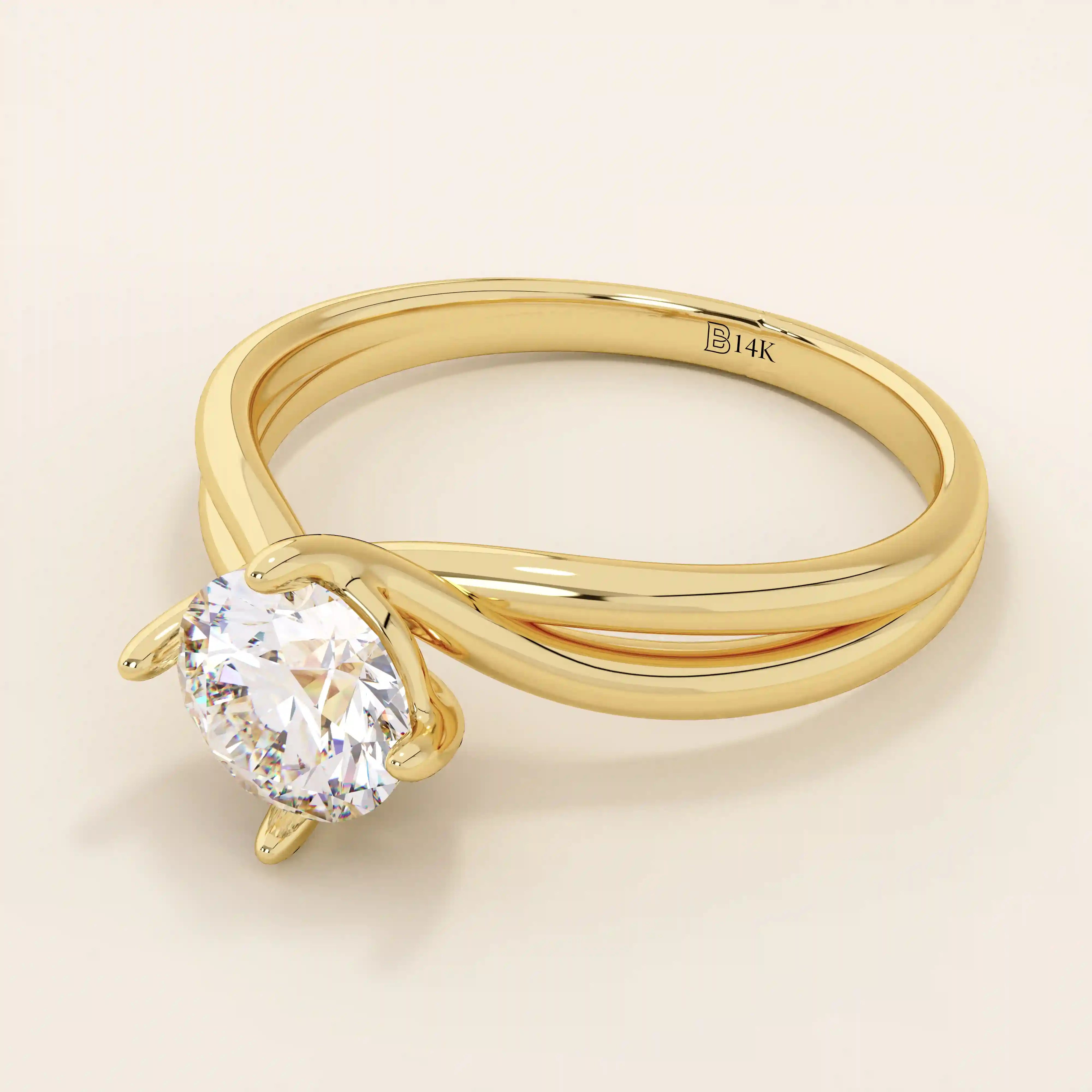 ROUND CUT LAB GROWN MOISSANITE SOLITAIRE ENGAGEMENT RING IN 14K SOLID GOLD