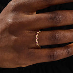 5 lab grown pink ruby birthstones in bezel set stackable wedding ring in 14k solid gold for women