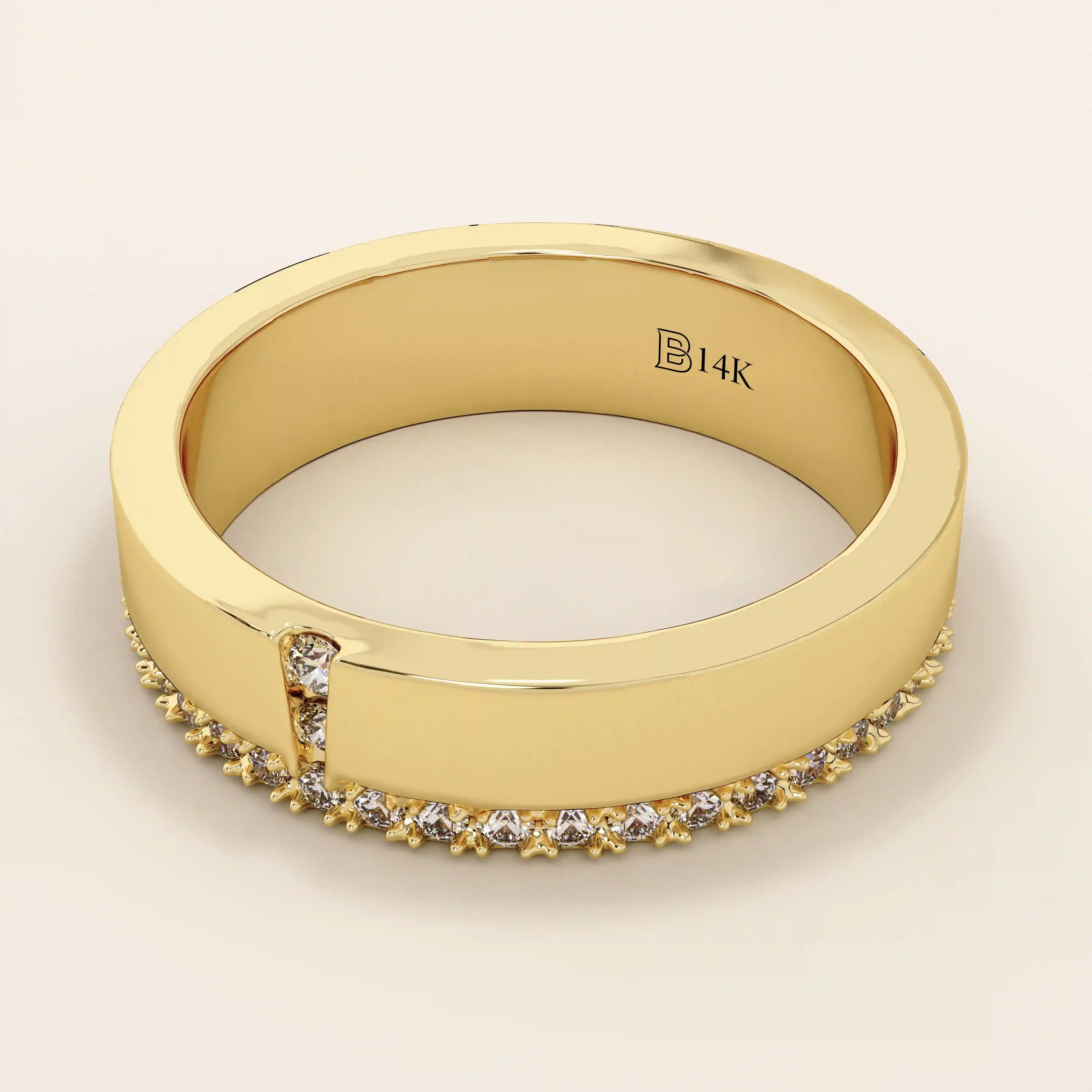 14K SOLID YELLOW GOLD SIDE PAVE CZ WEDDING BAND RING