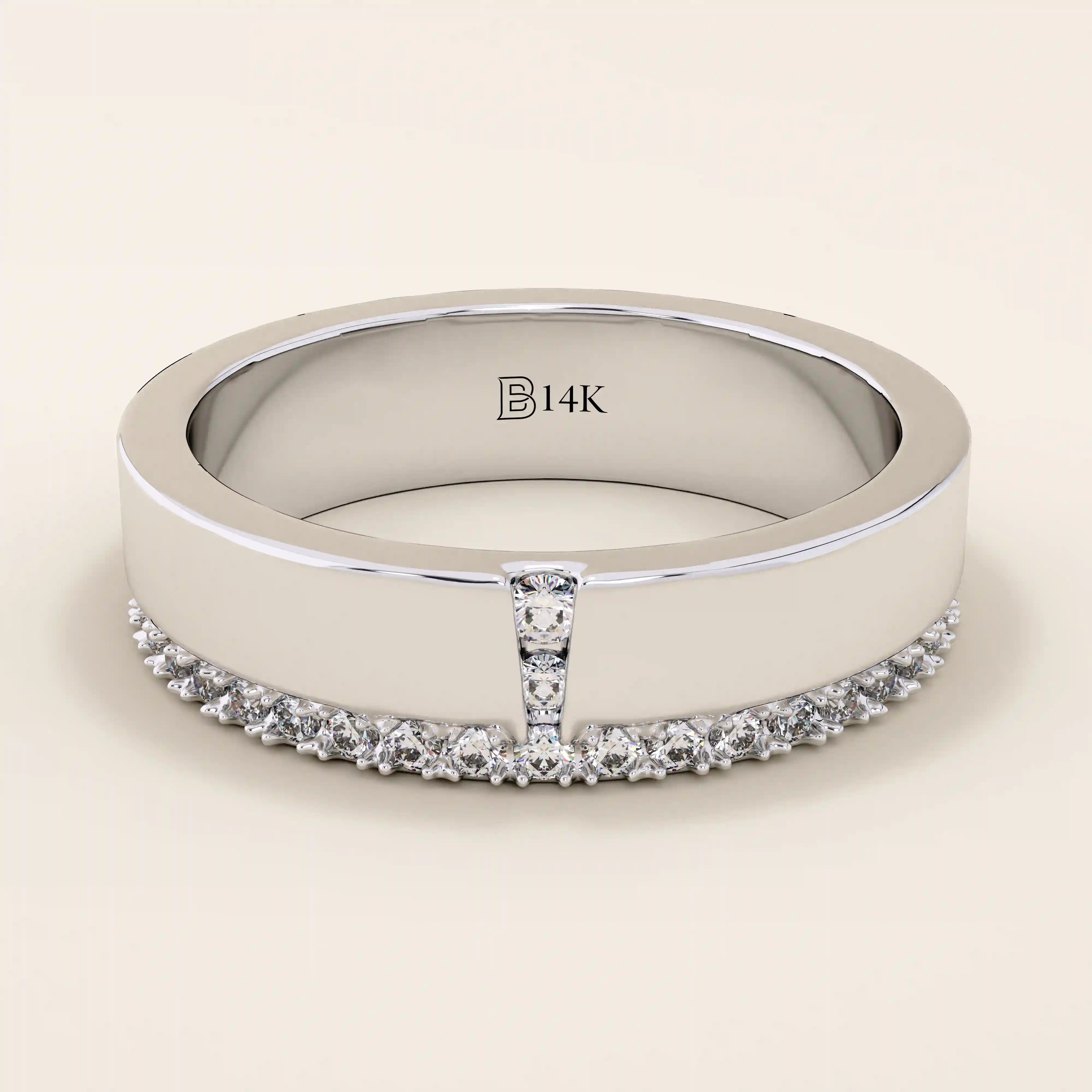 14K SOLID YELLOW GOLD SIDE PAVE CZ WEDDING BAND RING