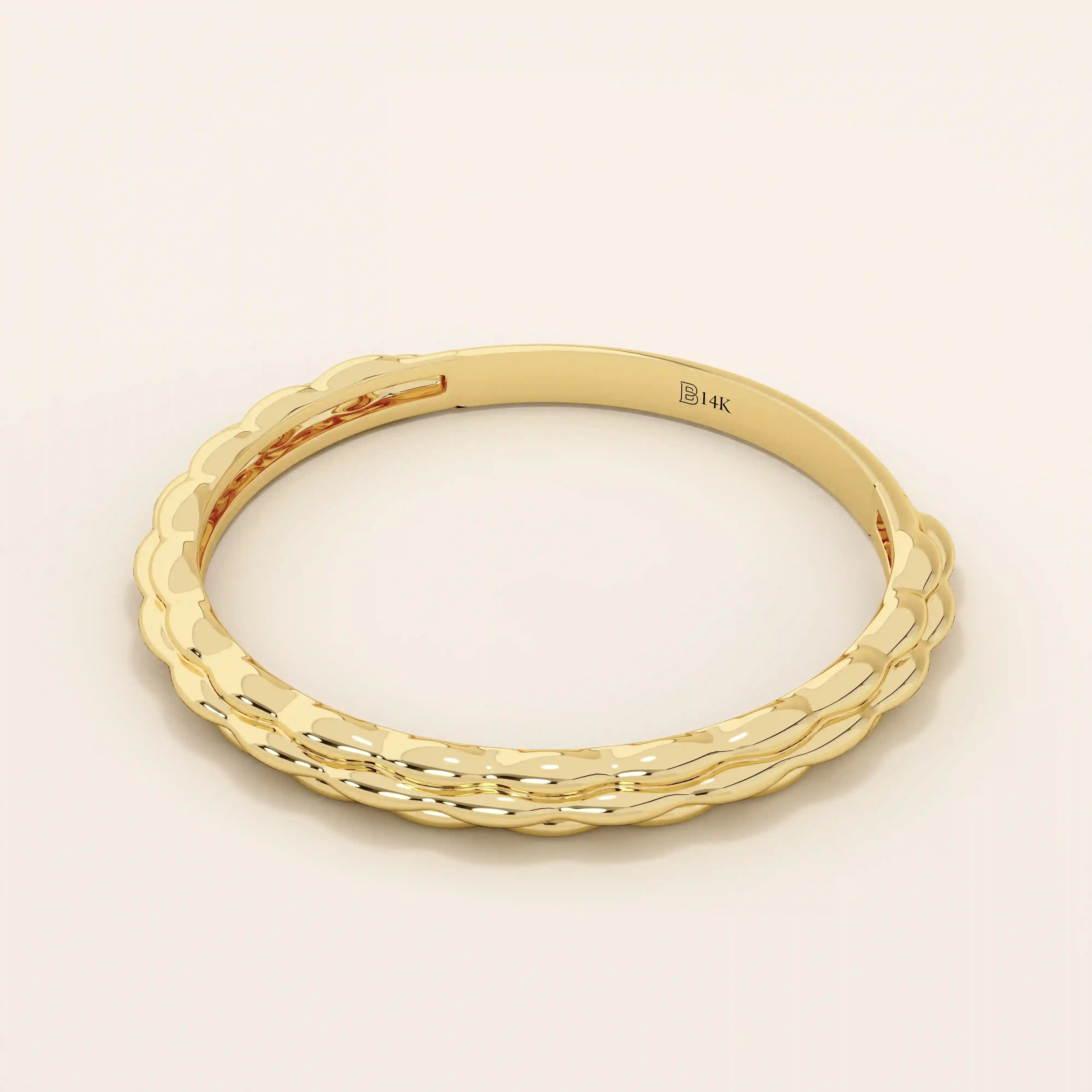 SLIM UNIQUE BAND STACKING WEDDING RING IN 14K SOLID YELLOW GOLD FOR WOMEN