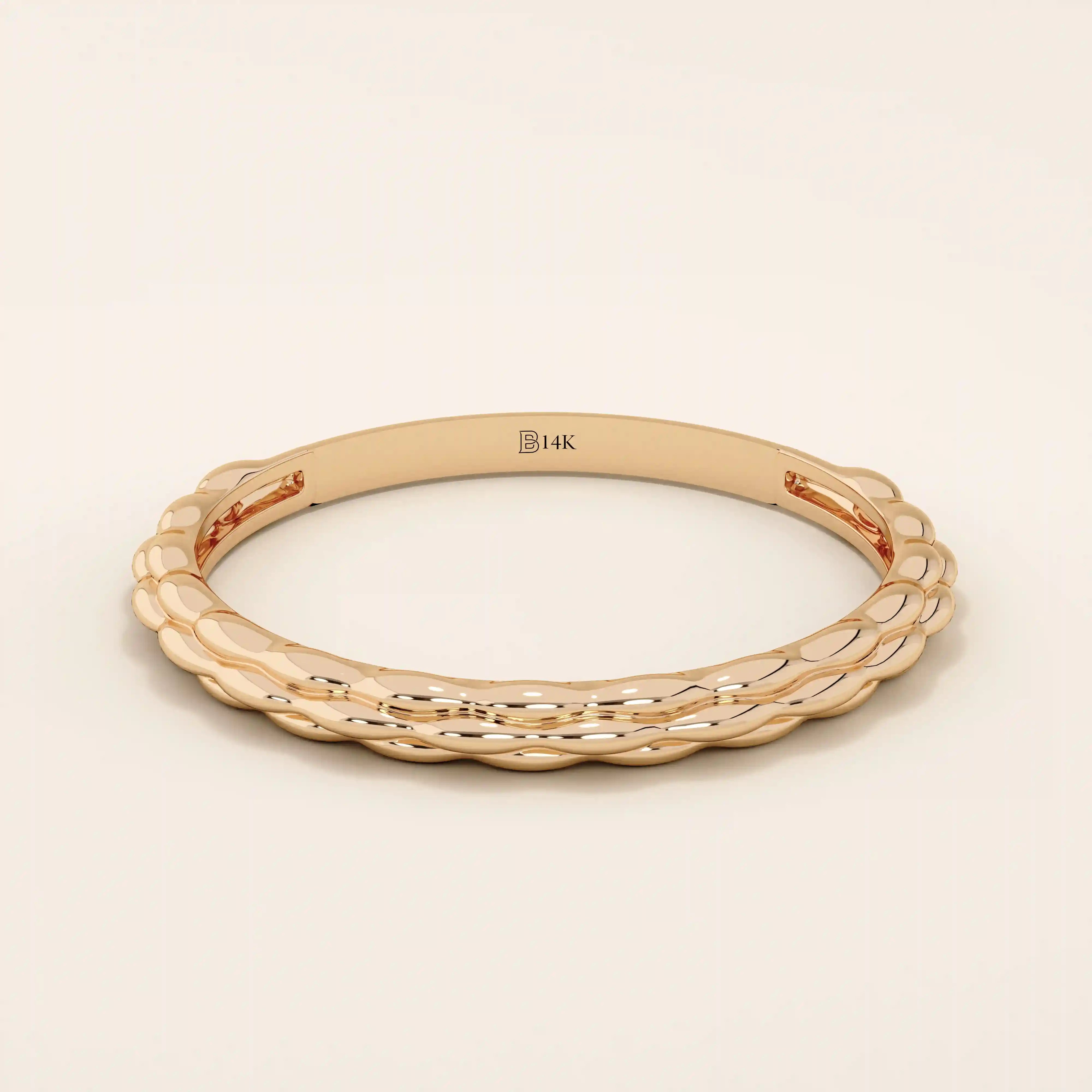 SLIM UNIQUE BAND STACKING WEDDING RING IN 14K SOLID YELLOW GOLD FOR WOMEN