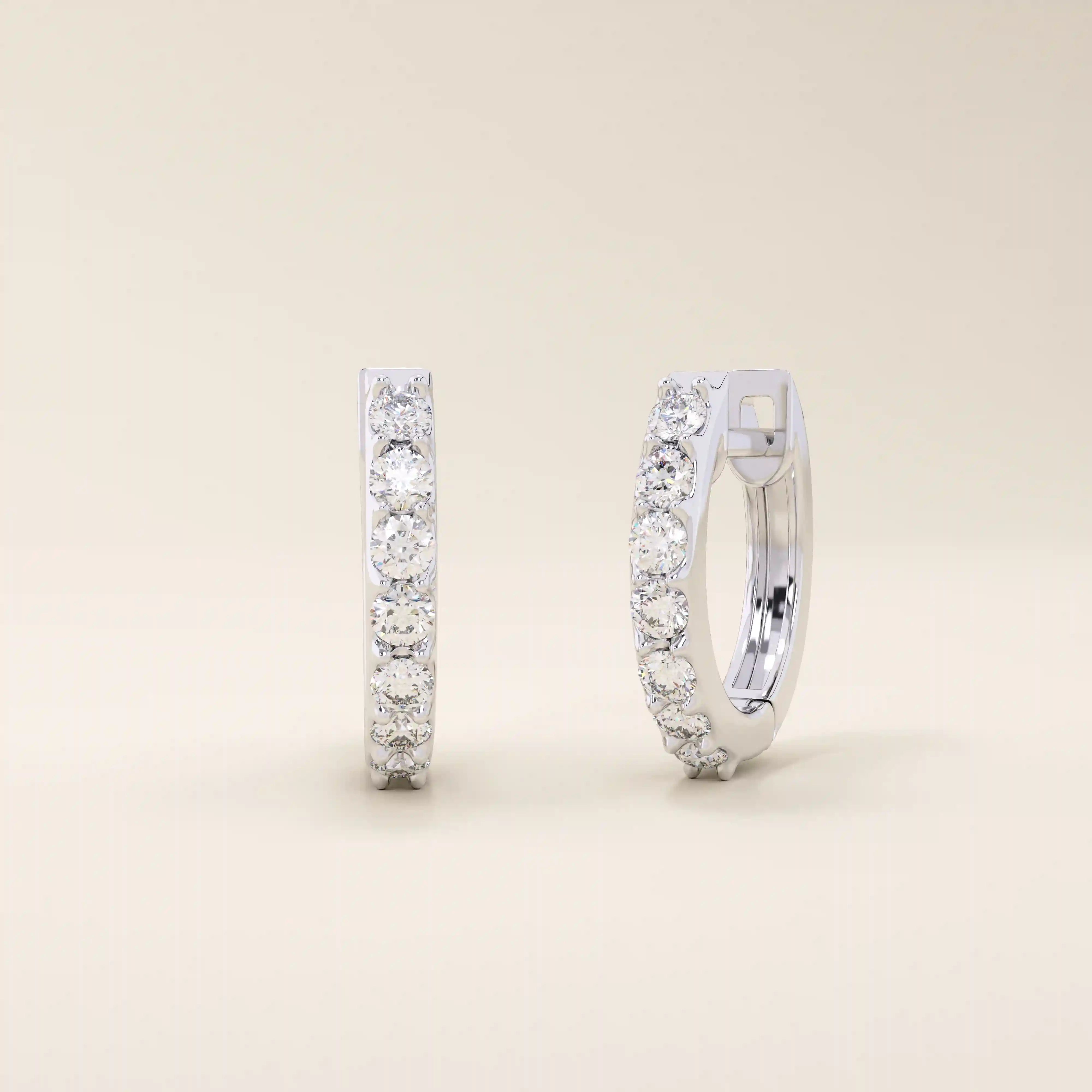 14k solid gold pave moissanite small hoop earrings for women