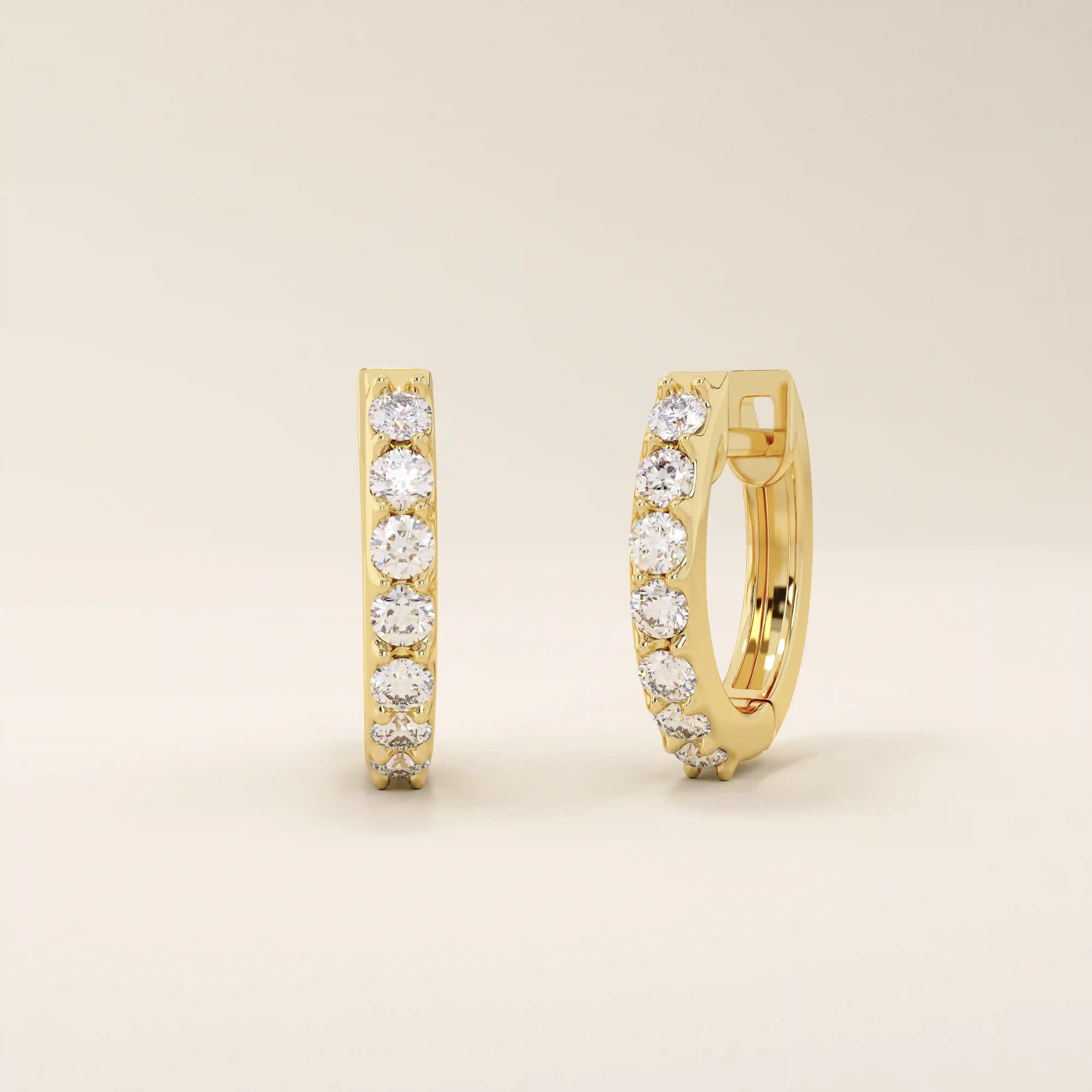14k solid gold pave moissanite small hoop earrings for women