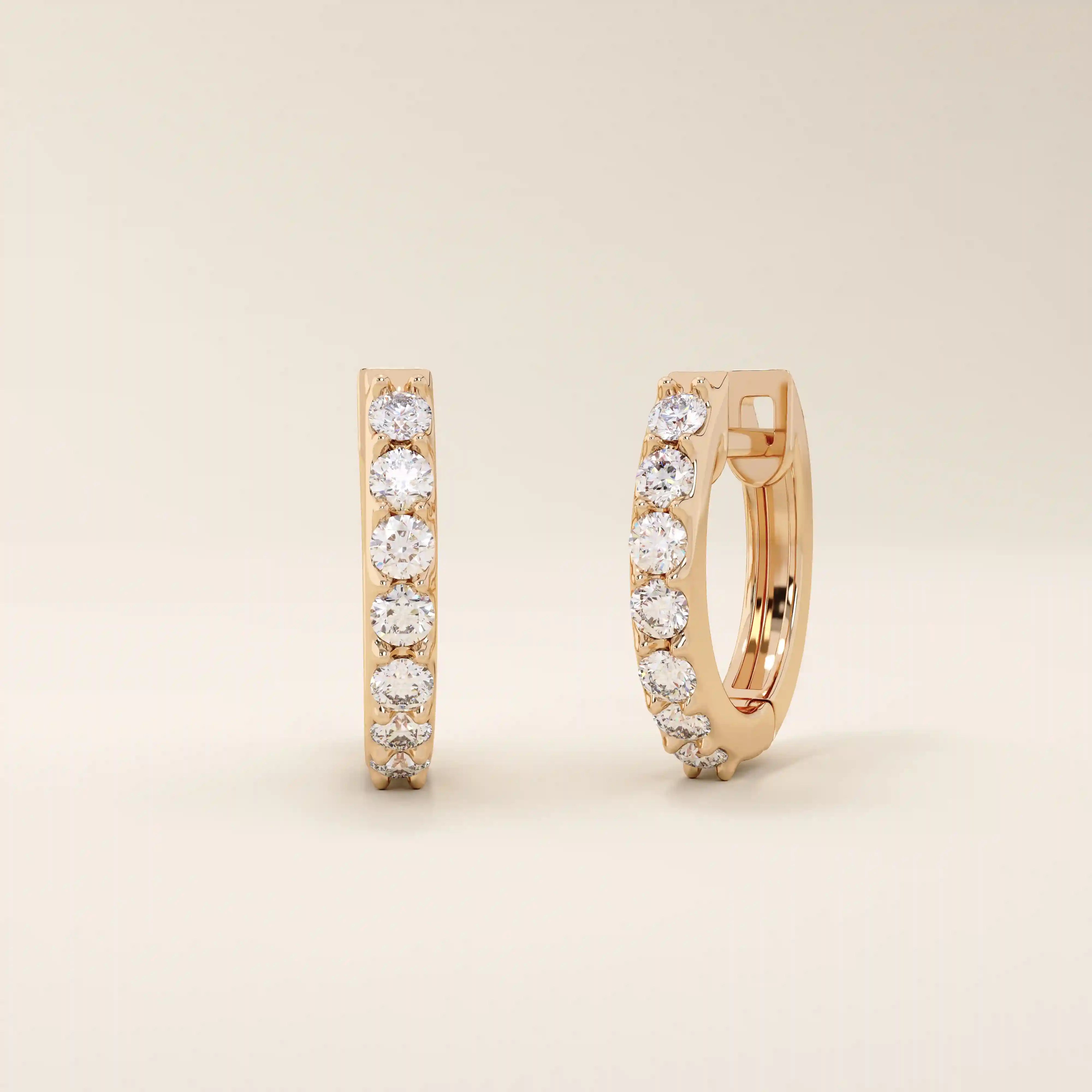 14k solid gold pave moissanite small hoop earrings for women