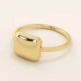 slim band with a square-shaped dome at front statement pinky signet ring for women in 14k solid gold