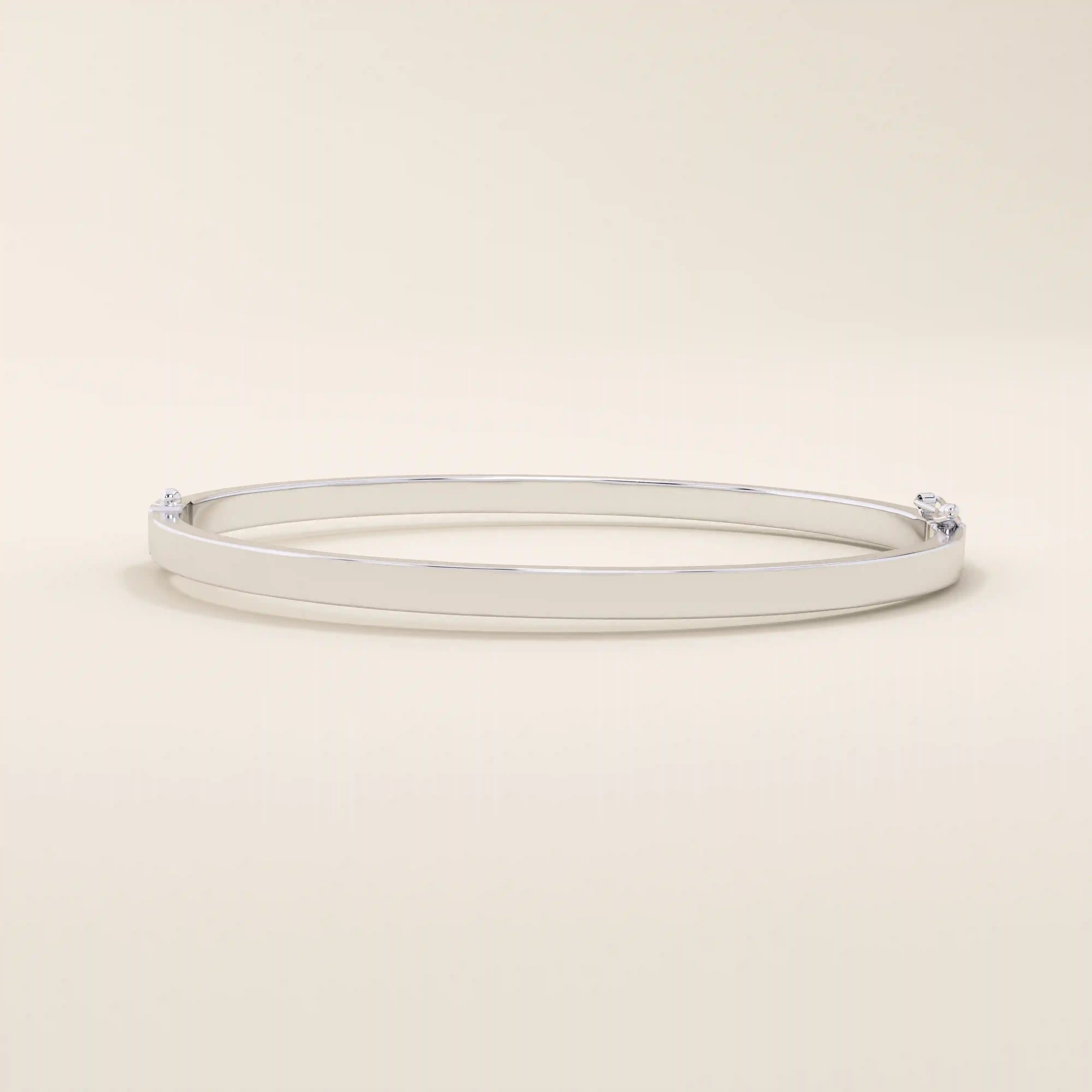 14K SOLID PLAIN GOLD SQUARE TUBE HINGED BANGLE BRACELET FOR WOMEN