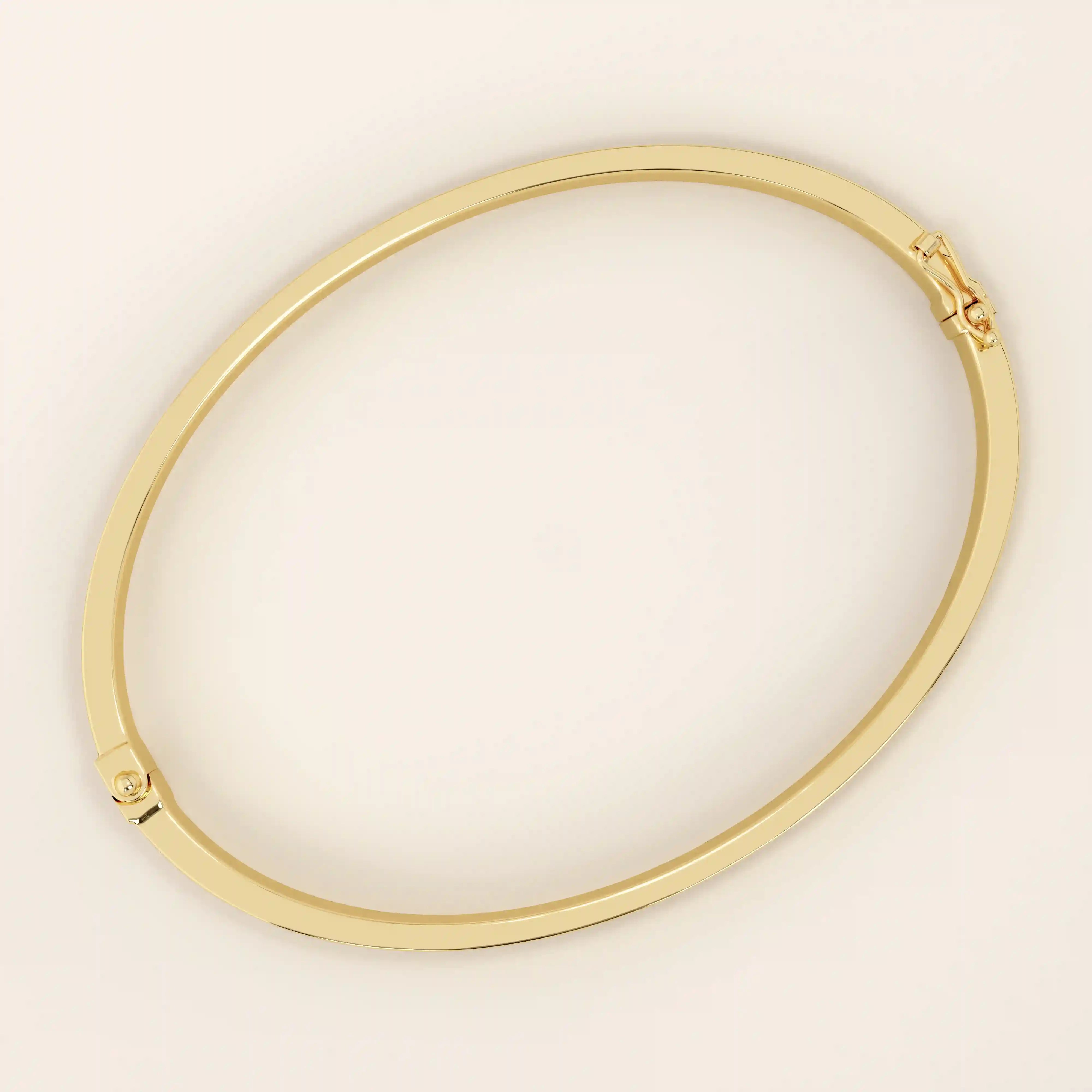 14K SOLID PLAIN GOLD SQUARE TUBE HINGED BANGLE BRACELET FOR WOMEN