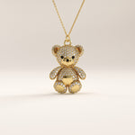 Gold Teddy Bear Pendant Necklace - BRENNMORE