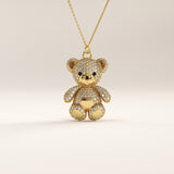 Gold Teddy Bear Pendant Necklace - BRENNMORE