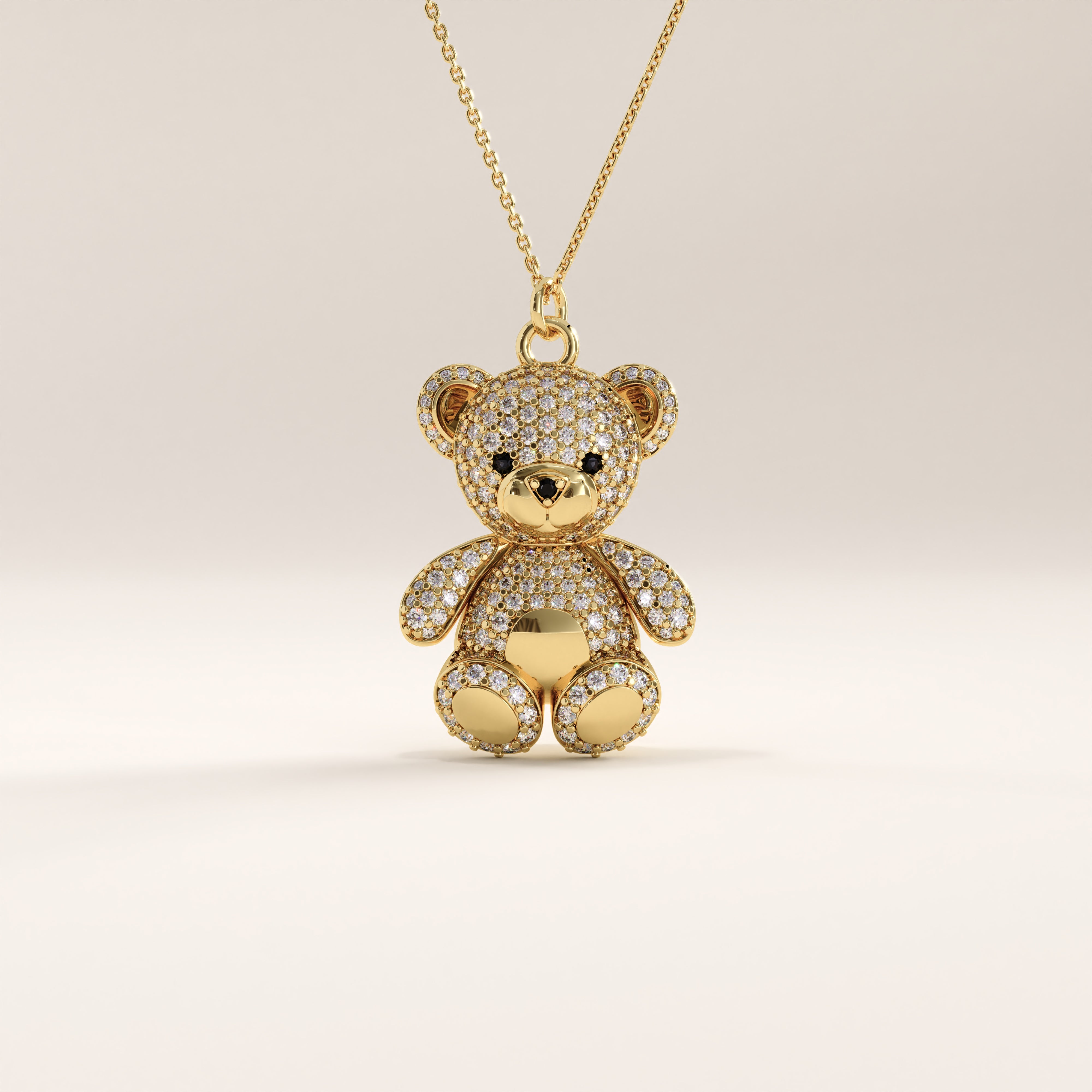 Gold Teddy Bear Pendant Necklace - BRENNMORE