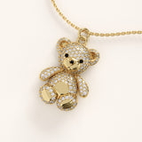 Gold Teddy Bear Pendant Necklace - BRENNMORE