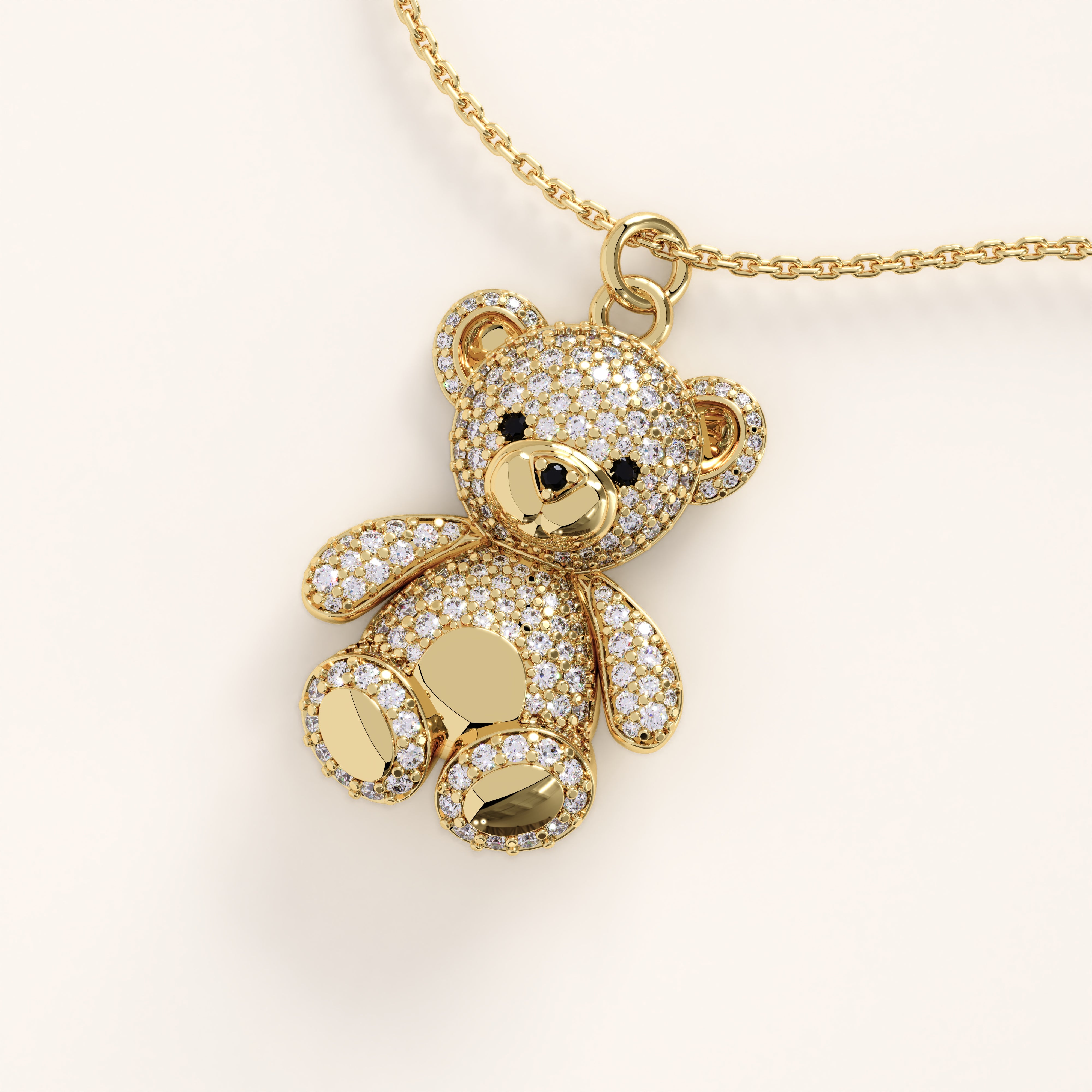 Gold Teddy Bear Pendant Necklace - BRENNMORE