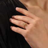 14k solid gold textured gold band bezel triangle cut moissanite