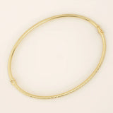 14K SOLID GOLD TEXTURED TUBE HINGED BANGLE BRACELET FOR WOMEN