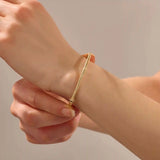 14K SOLID GOLD TEXTURED TUBE HINGED BANGLE BRACELET FOR WOMEN