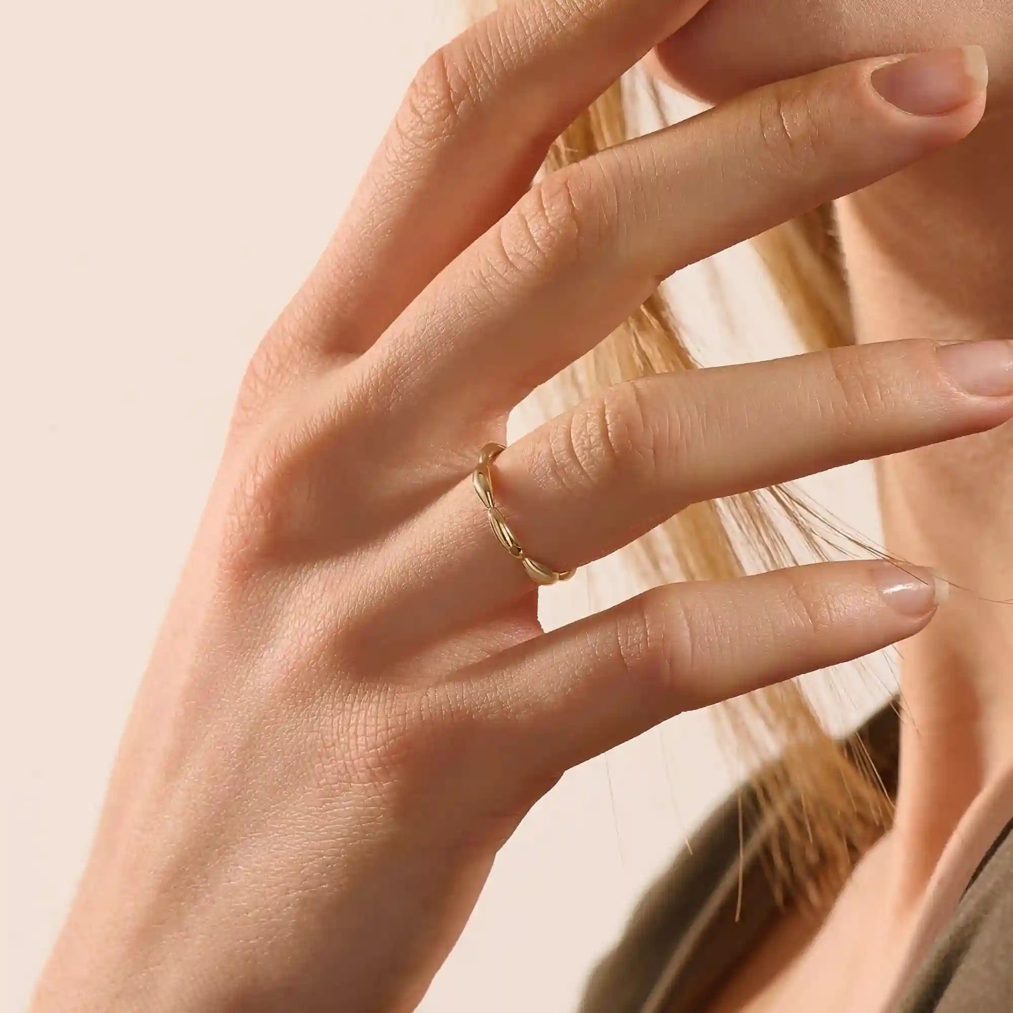 TINY DOMES STACKABLE WEDDING RING IN 14K SOLID YELLOW GOLD