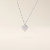 14K SOLID GOLD TEXTURED 3D HEART PENDANT NECKLACE FOR WOMEN